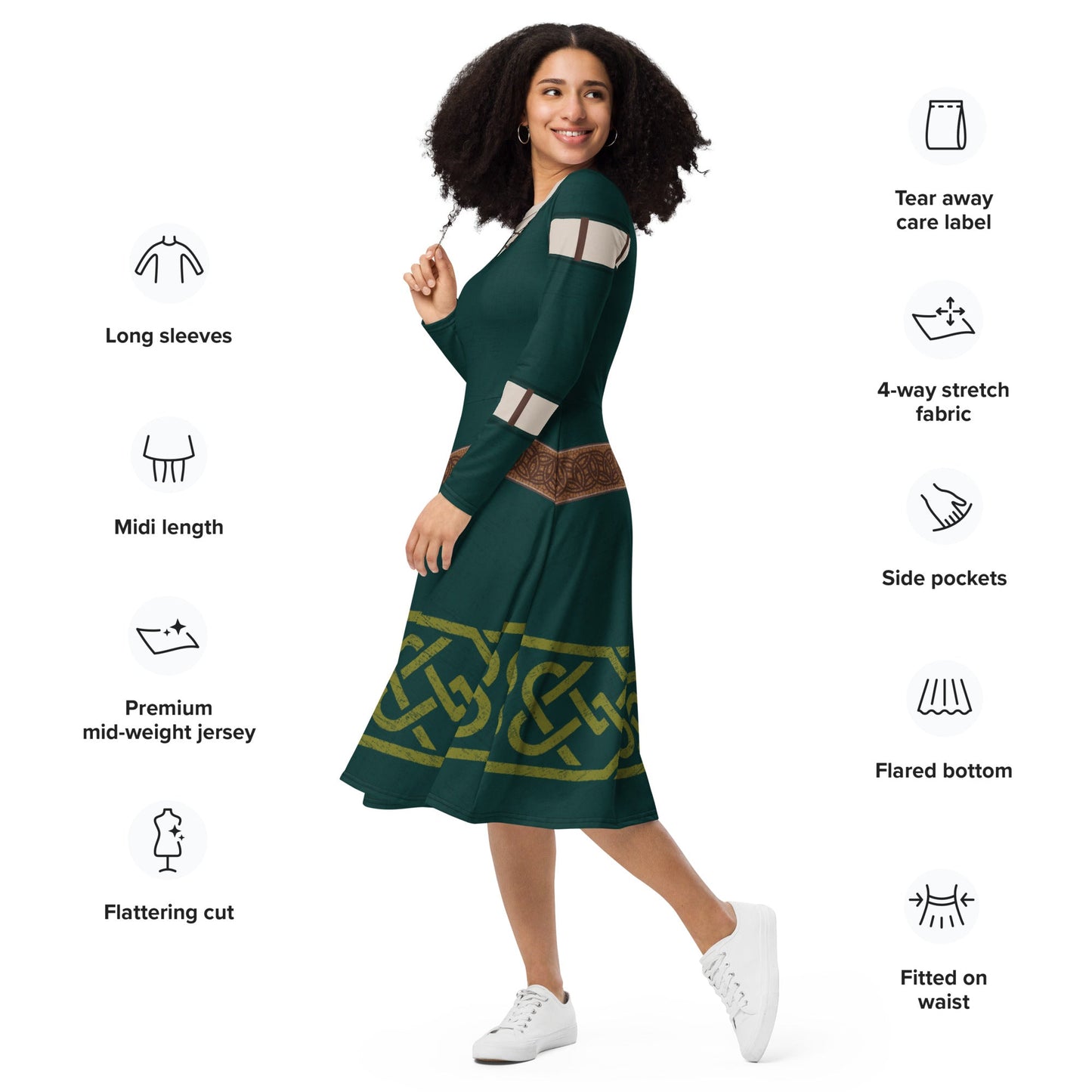 Brave Inspired Merida long sleeve midi dress- Princess Costume, Bounding, Cosplay bravedisney dressdisney halloween#tag4##tag5##tag6#