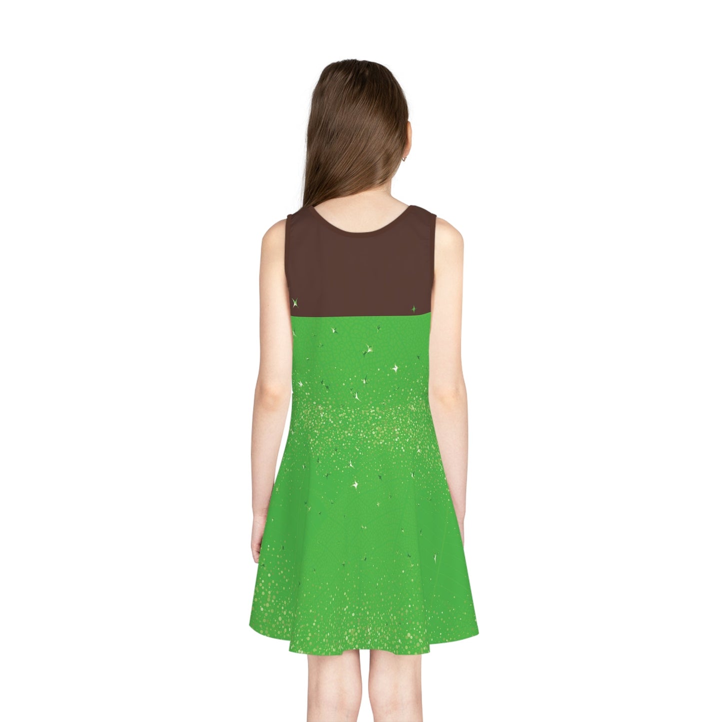 Brown Skin Tinker Fairy Girls' Sleeveless Sundress All Over PrintAOPAll Over PrintsLittle Lady Shay Boutique
