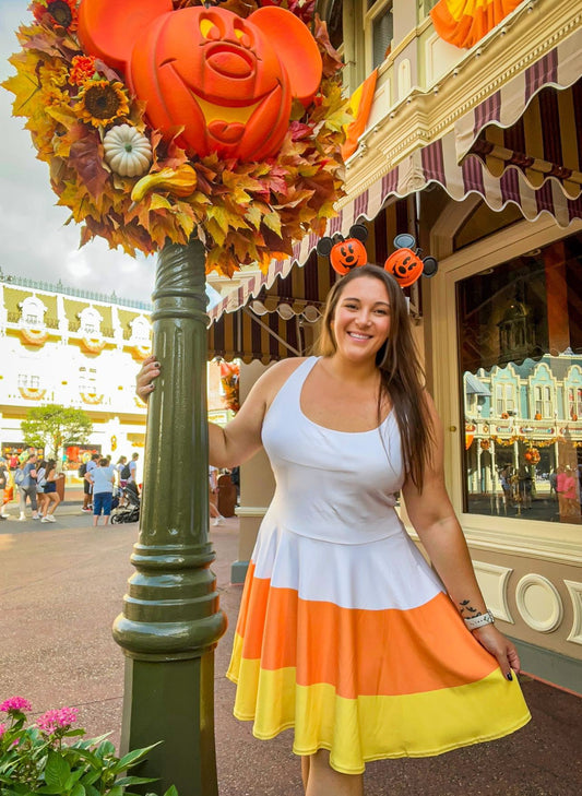 Candy Corn Skater Dress boo to youboundingcandy corn#tag4##tag5##tag6#