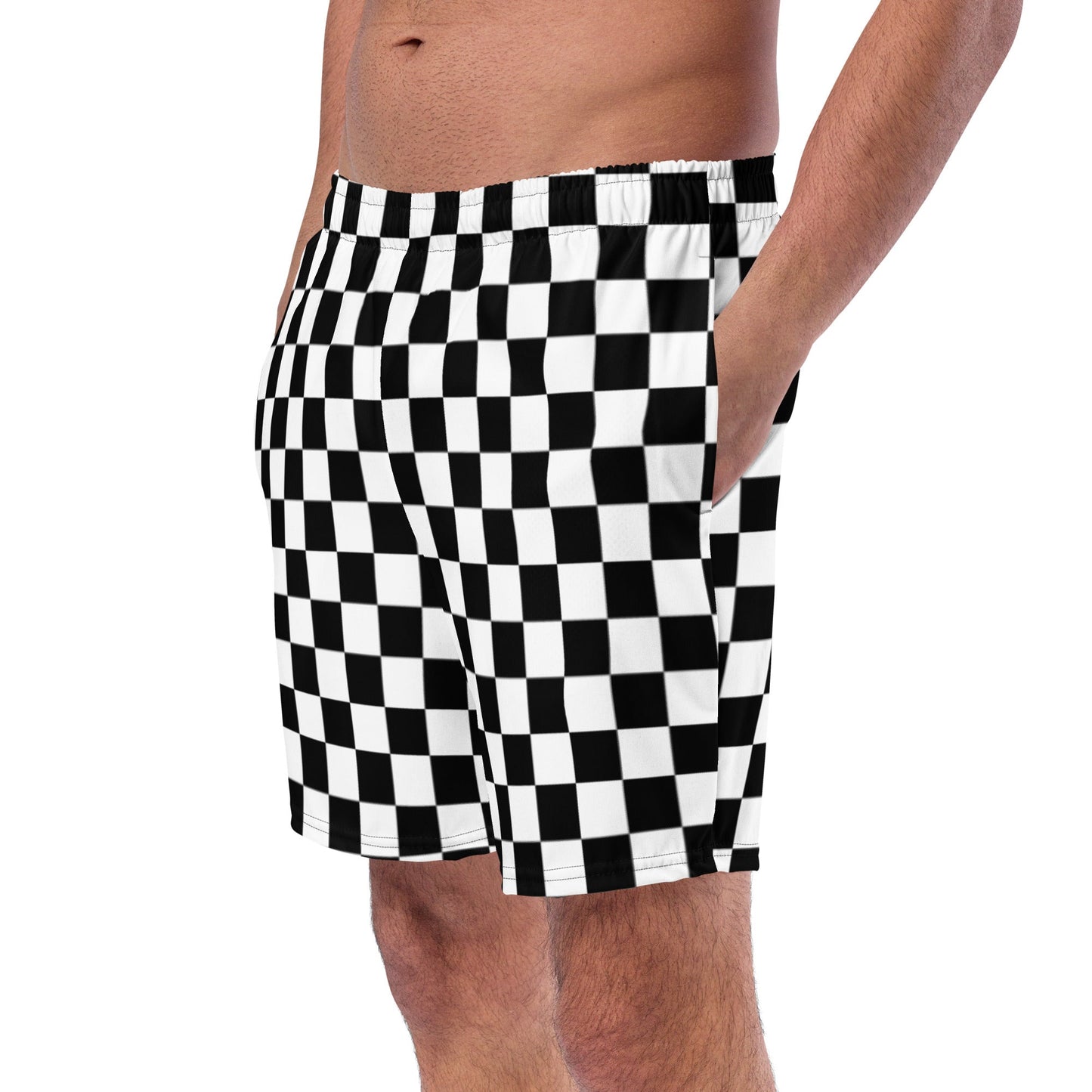 Checkered Flag Men's swim trunks happiness is addictive#tag4##tag5##tag6#