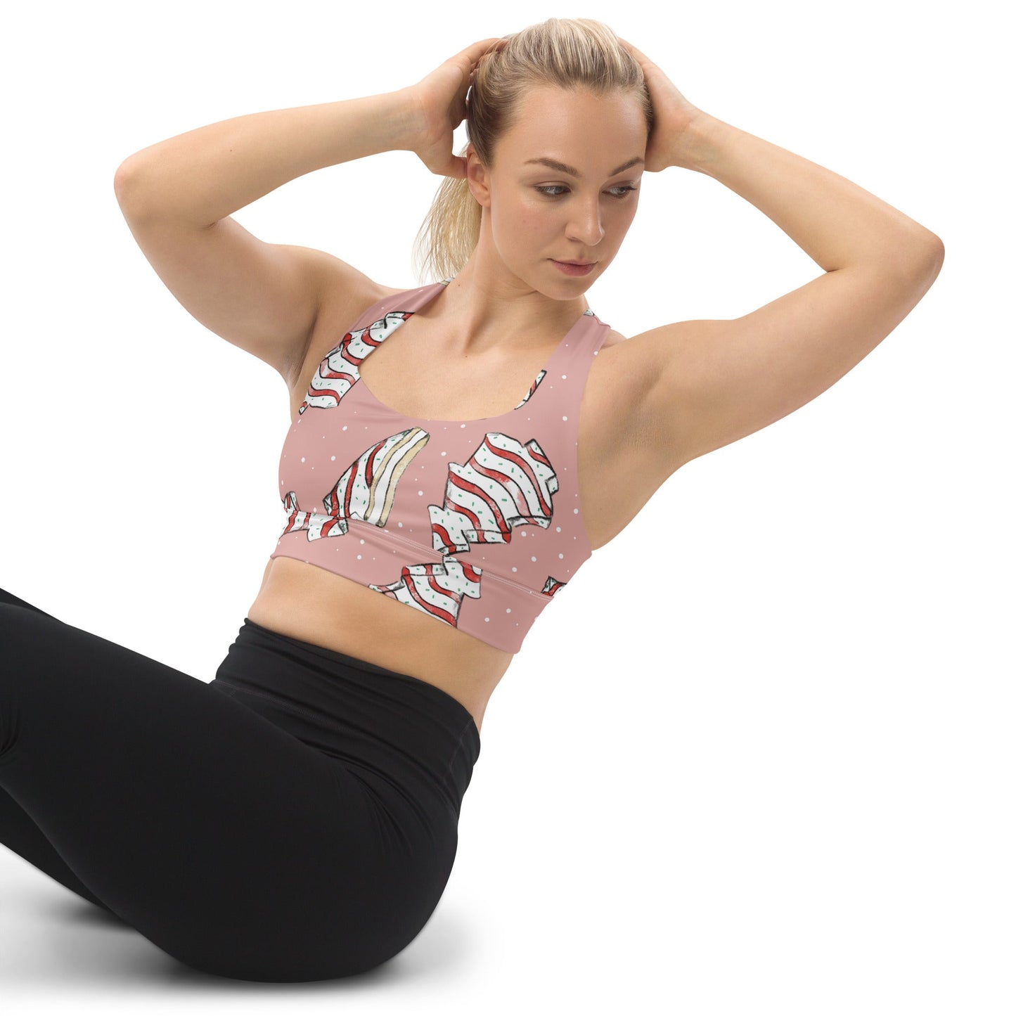 Christmas Cakes Longline sports bra adult ugly sweater partycake leggingsLittle Lady Shay Boutique