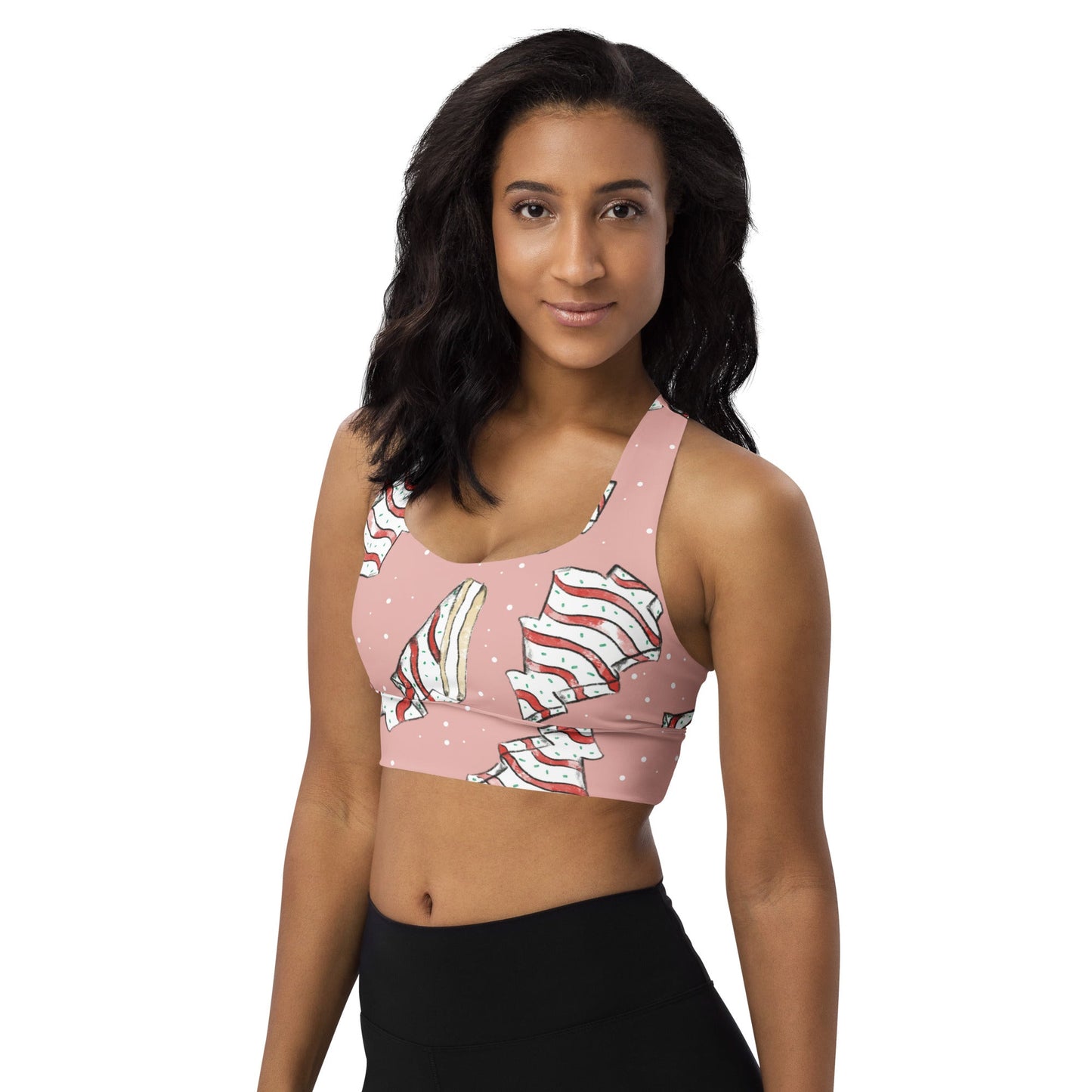 Christmas Cakes Longline sports bra adult ugly sweater partycake leggingsLittle Lady Shay Boutique