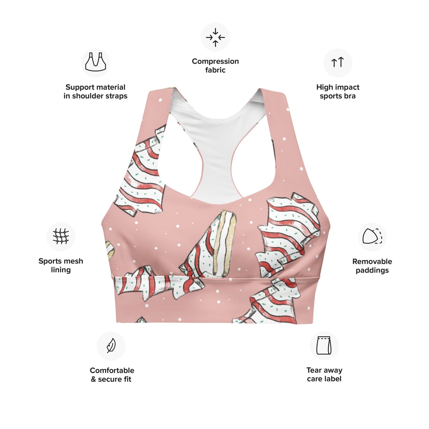 Christmas Cakes Longline sports bra adult ugly sweater partycake leggingsLittle Lady Shay Boutique