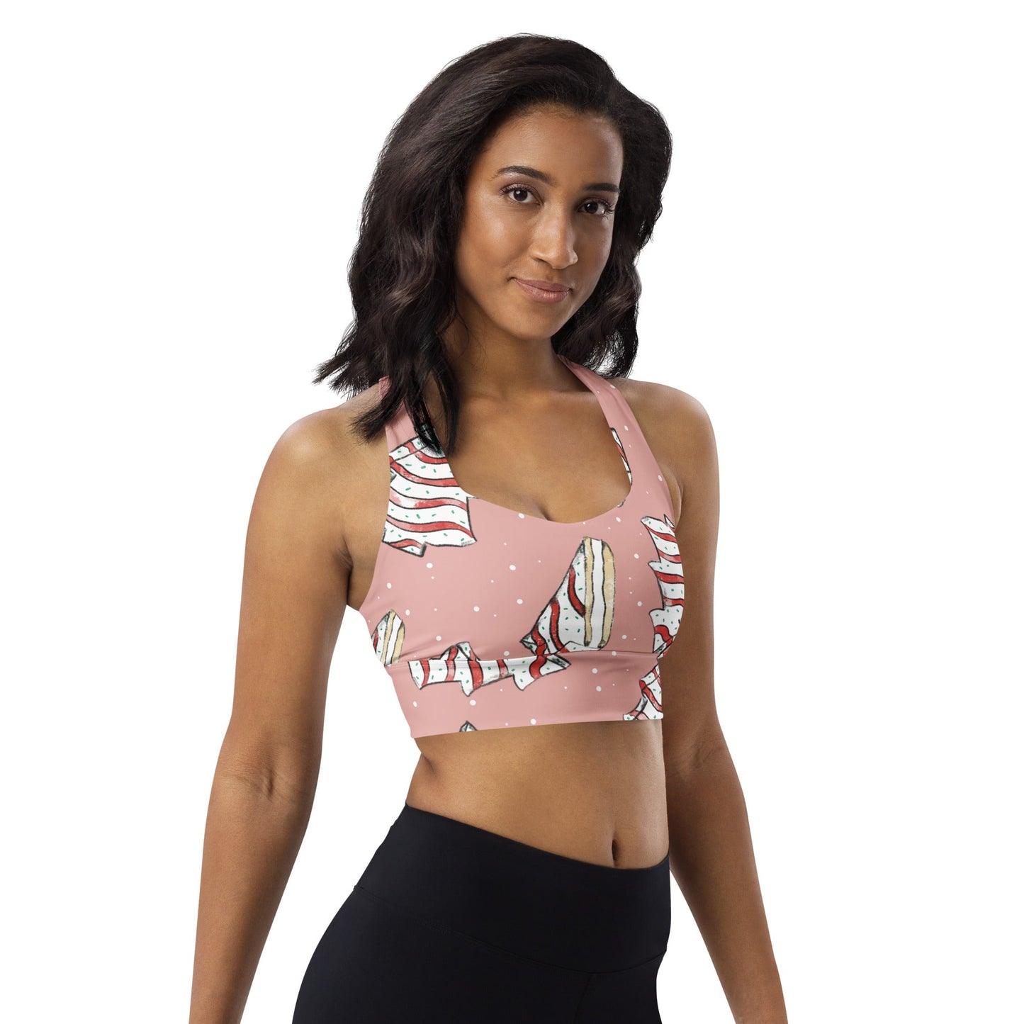 Christmas Cakes Longline sports bra adult ugly sweater partycake leggingsLittle Lady Shay Boutique