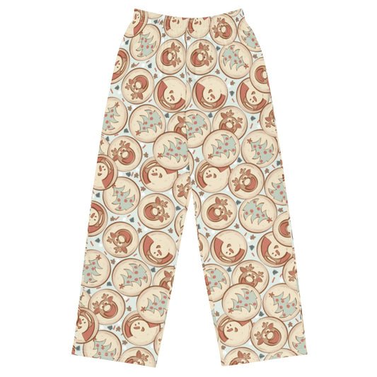 Christmas Cookies unisex wide-leg pants happiness is addictive#tag4##tag5##tag6#