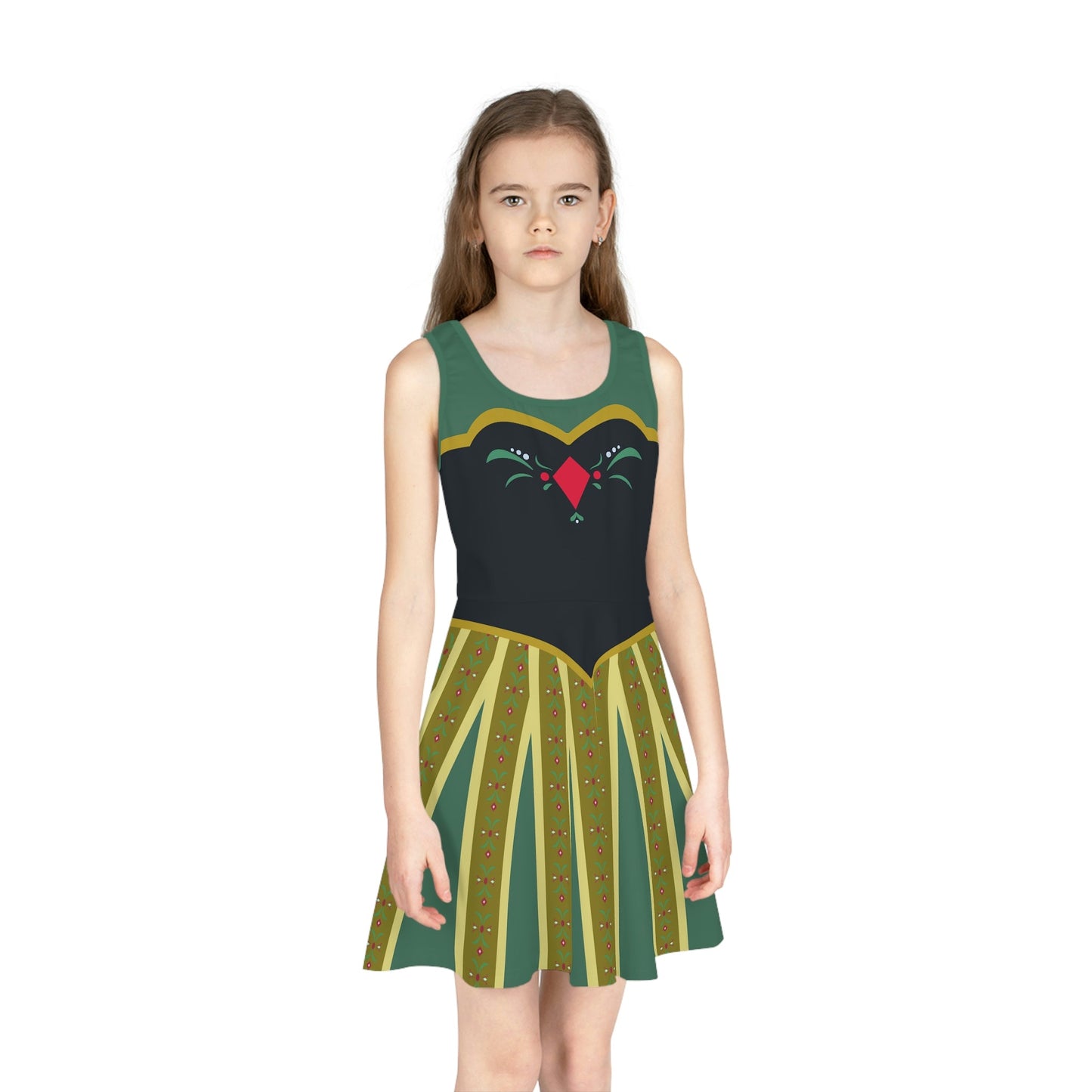 Coronation Day Frozen Girls' Sleeveless Sundress All Over Printanna frozen 1anna frozen 2#tag4##tag5##tag6#