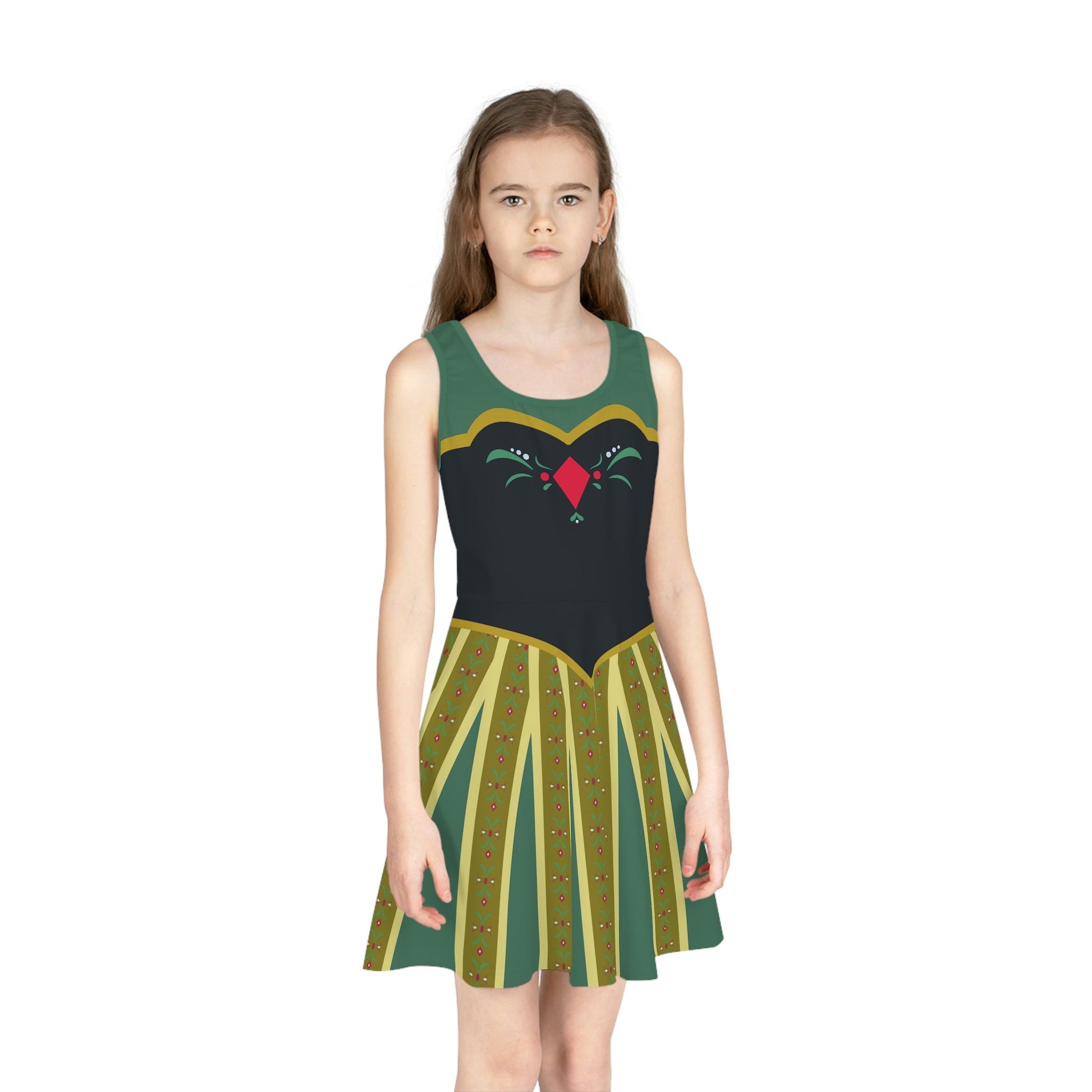Coronation Day Frozen Girls' Sleeveless Sundress All Over Printanna frozen 1anna frozen 2#tag4##tag5##tag6#