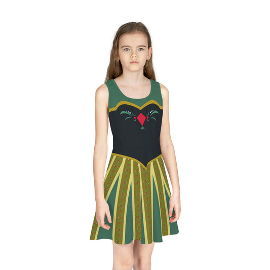 Coronation Day Frozen Girls' Sleeveless Sundress All Over Printanna frozen 1anna frozen 2#tag4##tag5##tag6#