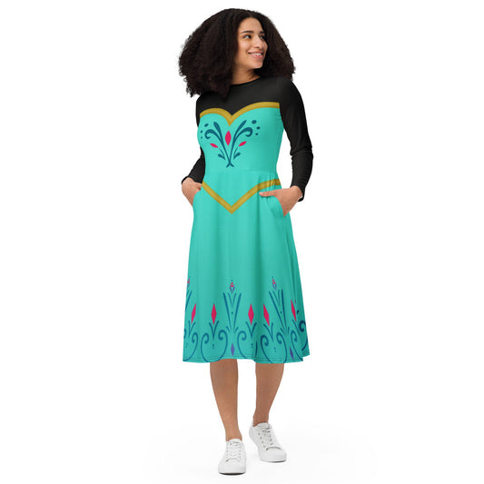 Coronation Day long sleeve midi dress coronation day dressdisney adultdisney adult dress#tag4##tag5##tag6#