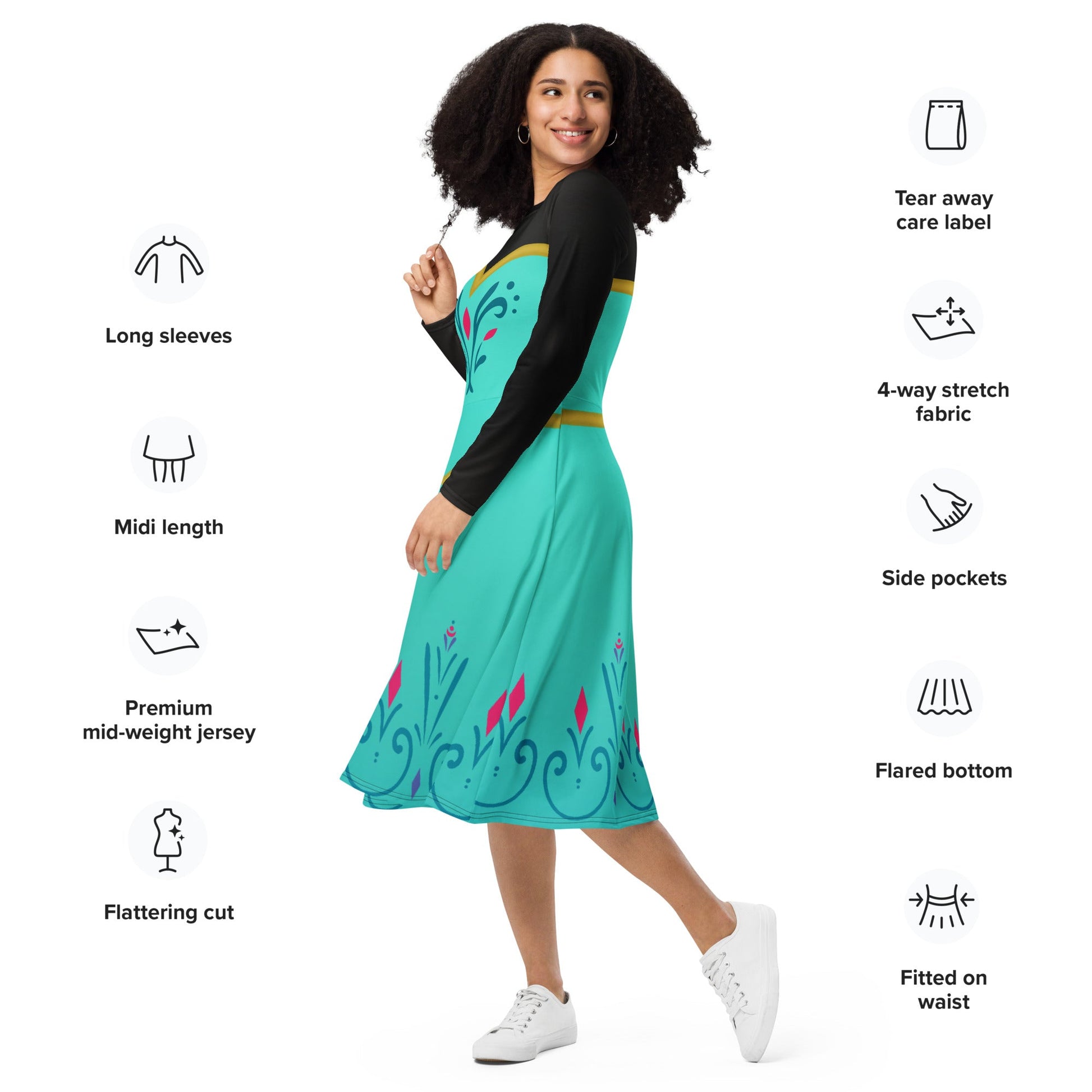 Coronation Day long sleeve midi dress coronation day dressdisney adultdisney adult dress#tag4##tag5##tag6#