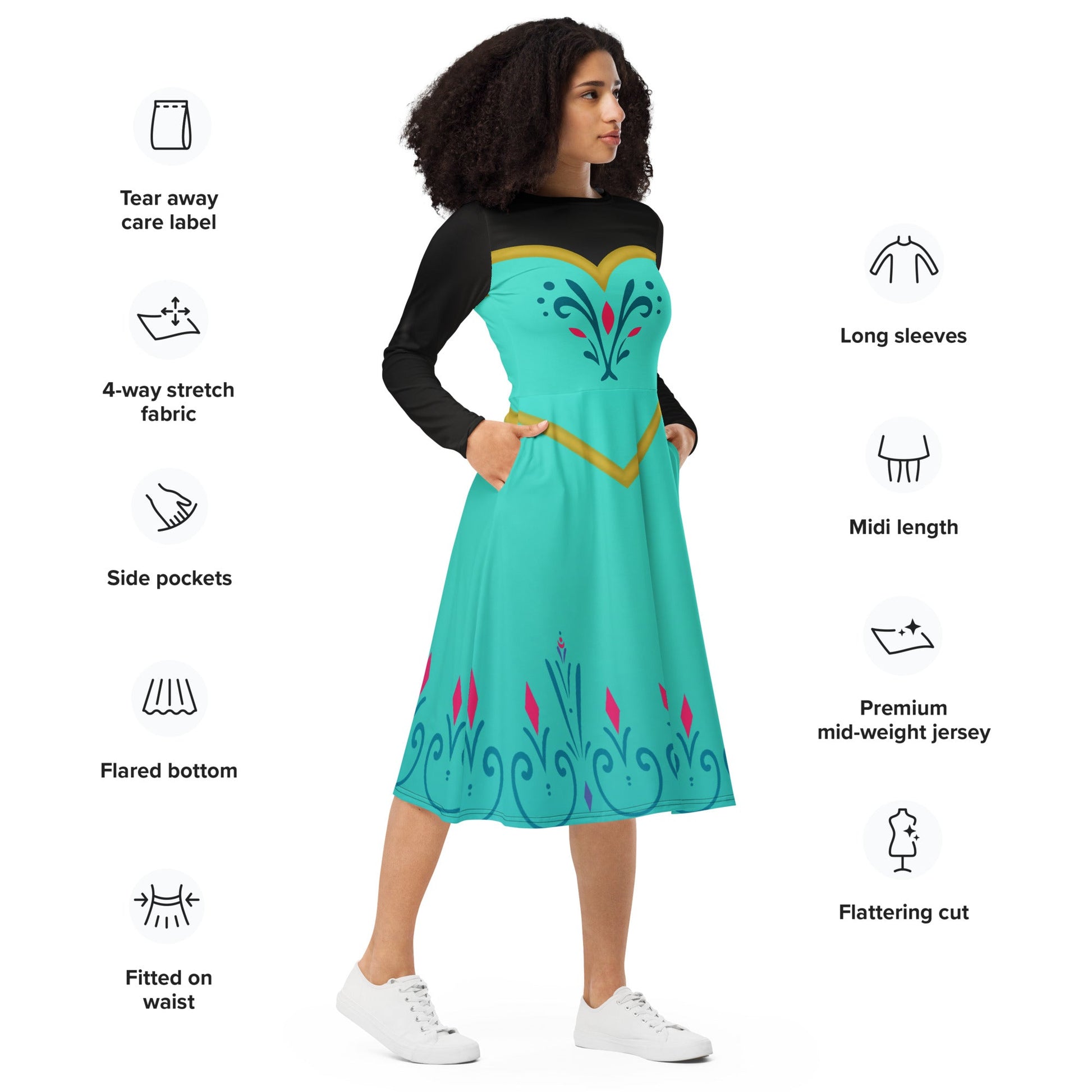 Coronation Day long sleeve midi dress coronation day dressdisney adultdisney adult dress#tag4##tag5##tag6#