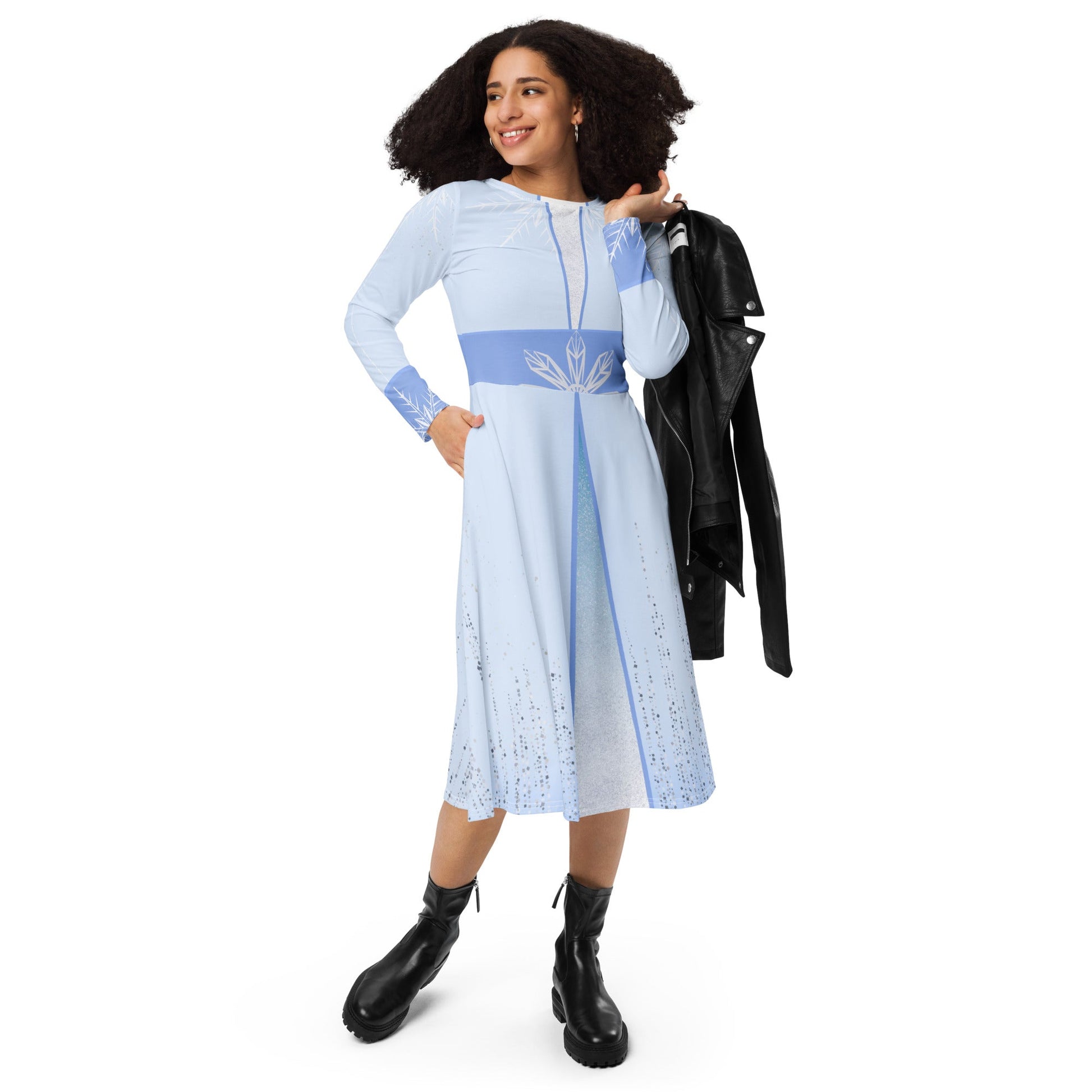 Elsa 2 long sleeve midi dress anna elsa cosplaycosplaydisney frozen#tag4##tag5##tag6#