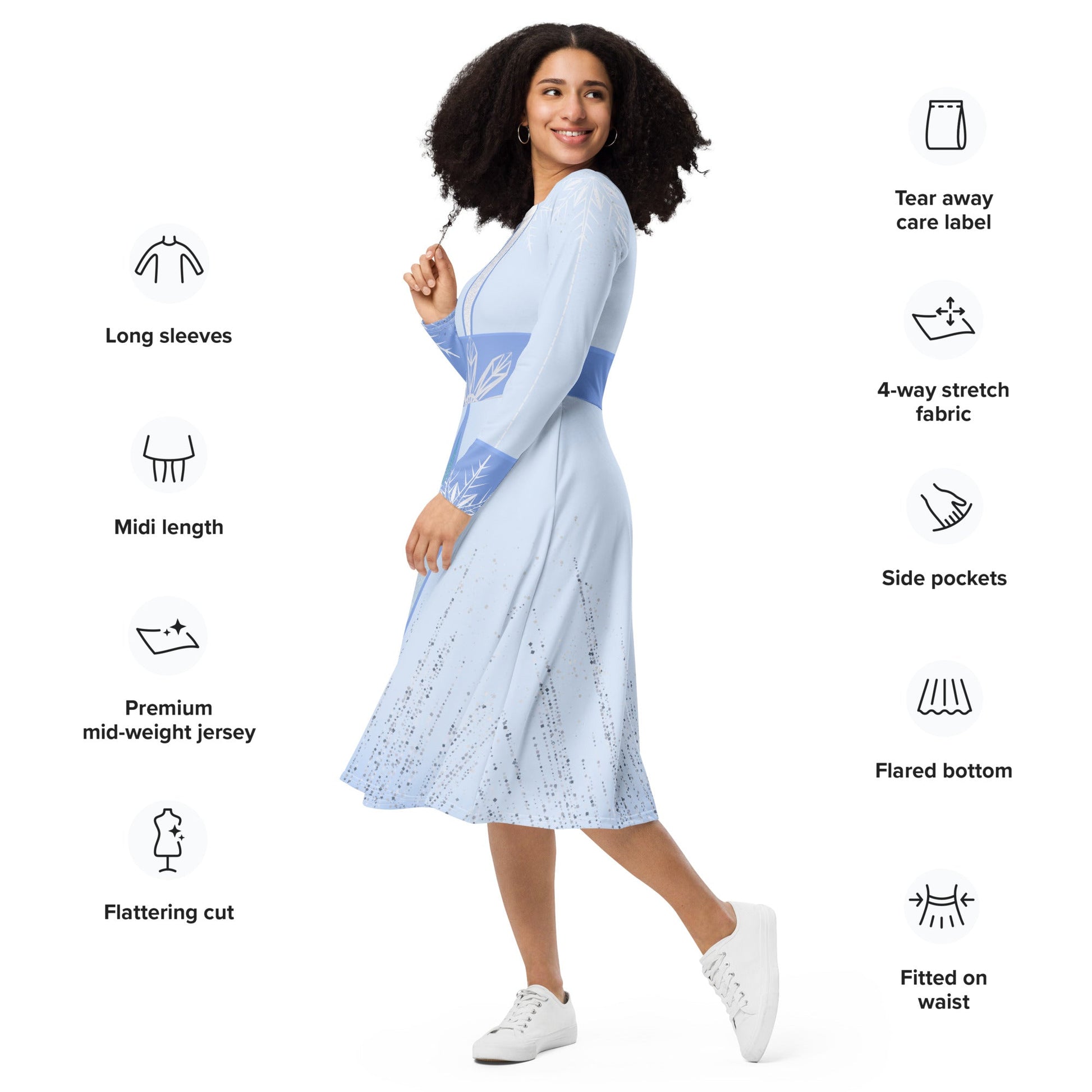 Elsa 2 long sleeve midi dress anna elsa cosplaycosplaydisney frozen#tag4##tag5##tag6#