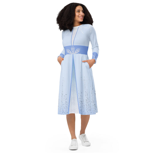 Elsa 2 long sleeve midi dress anna elsa cosplaycosplaydisney frozen#tag4##tag5##tag6#