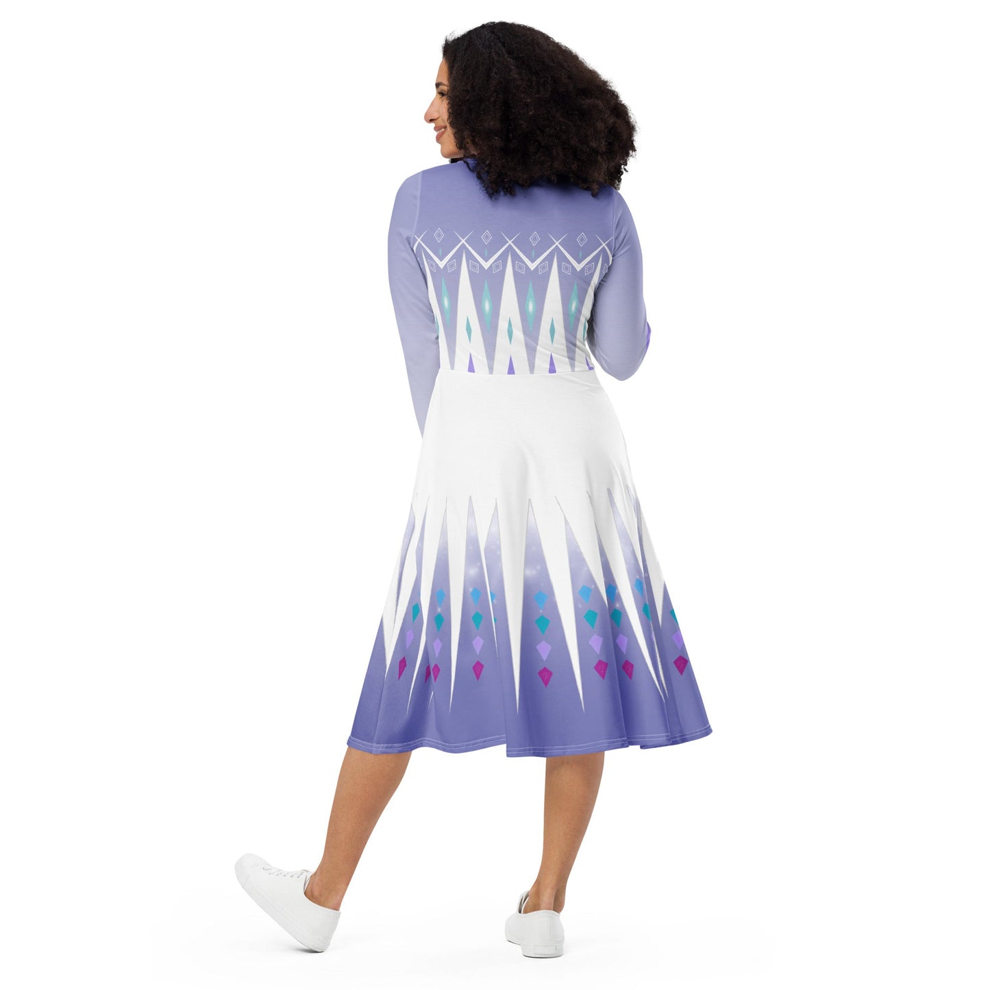 Elsa Frozen long sleeve midi dress adult elsa costumedisney dressdisney dress with pockets#tag4##tag5##tag6#