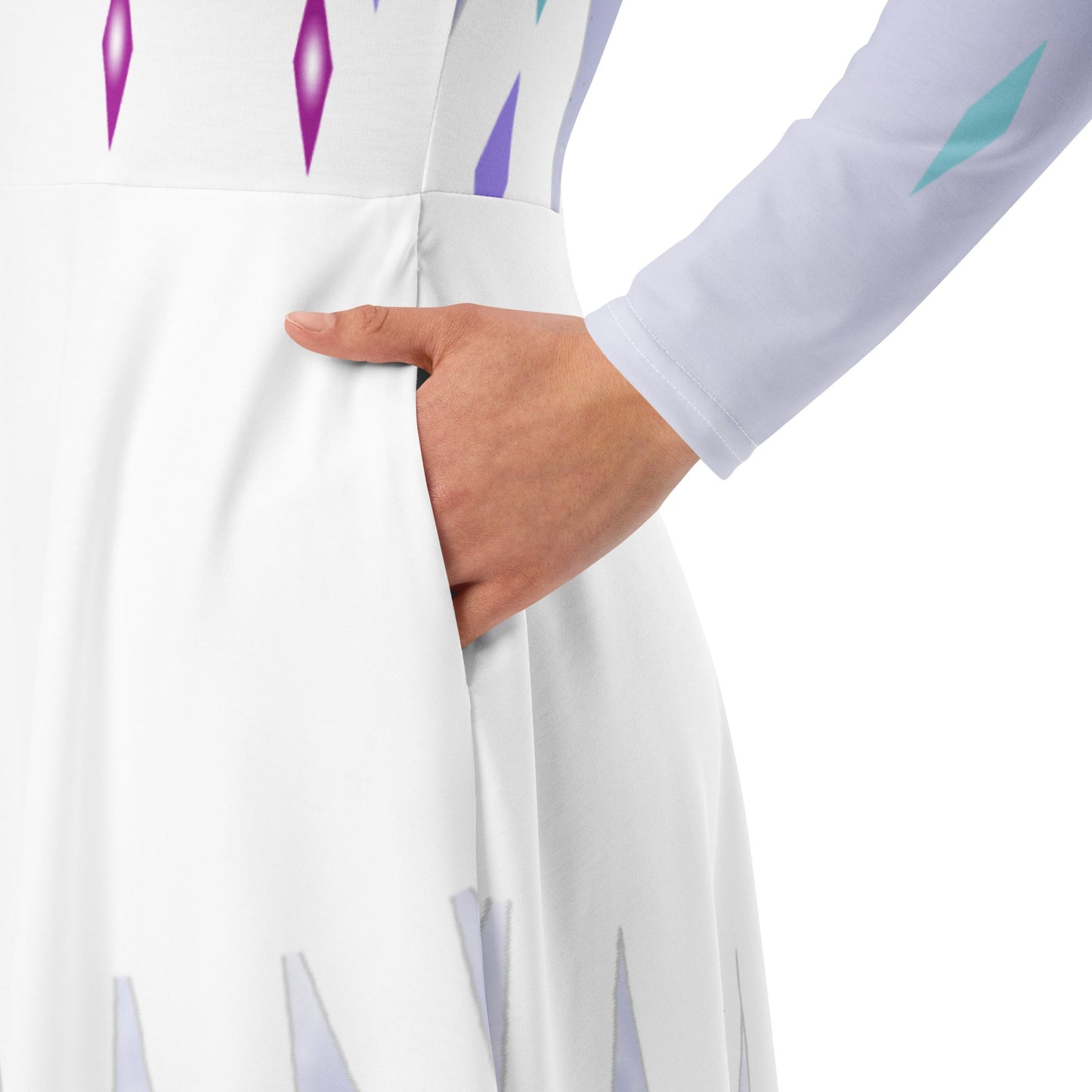 Elsa Frozen long sleeve midi dress adult elsa costumedisney dressdisney dress with pockets#tag4##tag5##tag6#