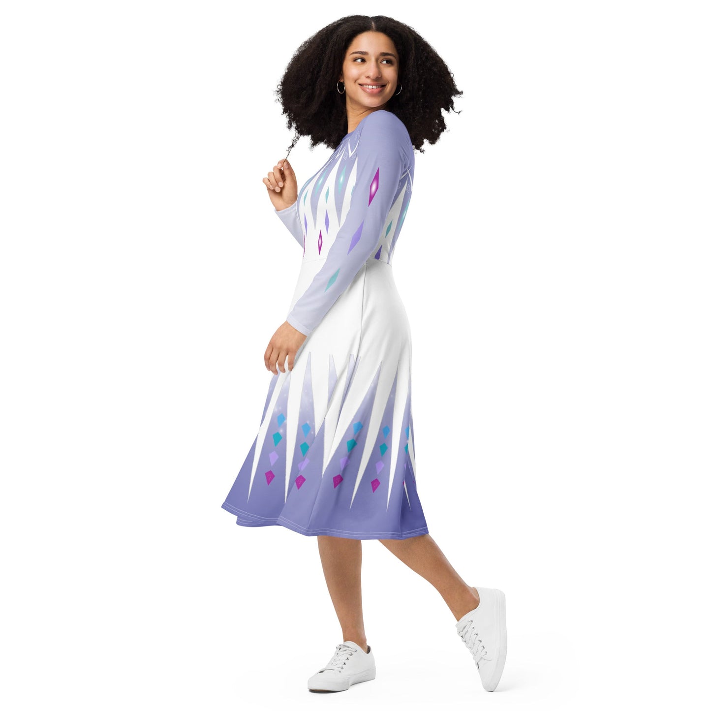Elsa Frozen long sleeve midi dress adult elsa costumedisney dressdisney dress with pockets#tag4##tag5##tag6#