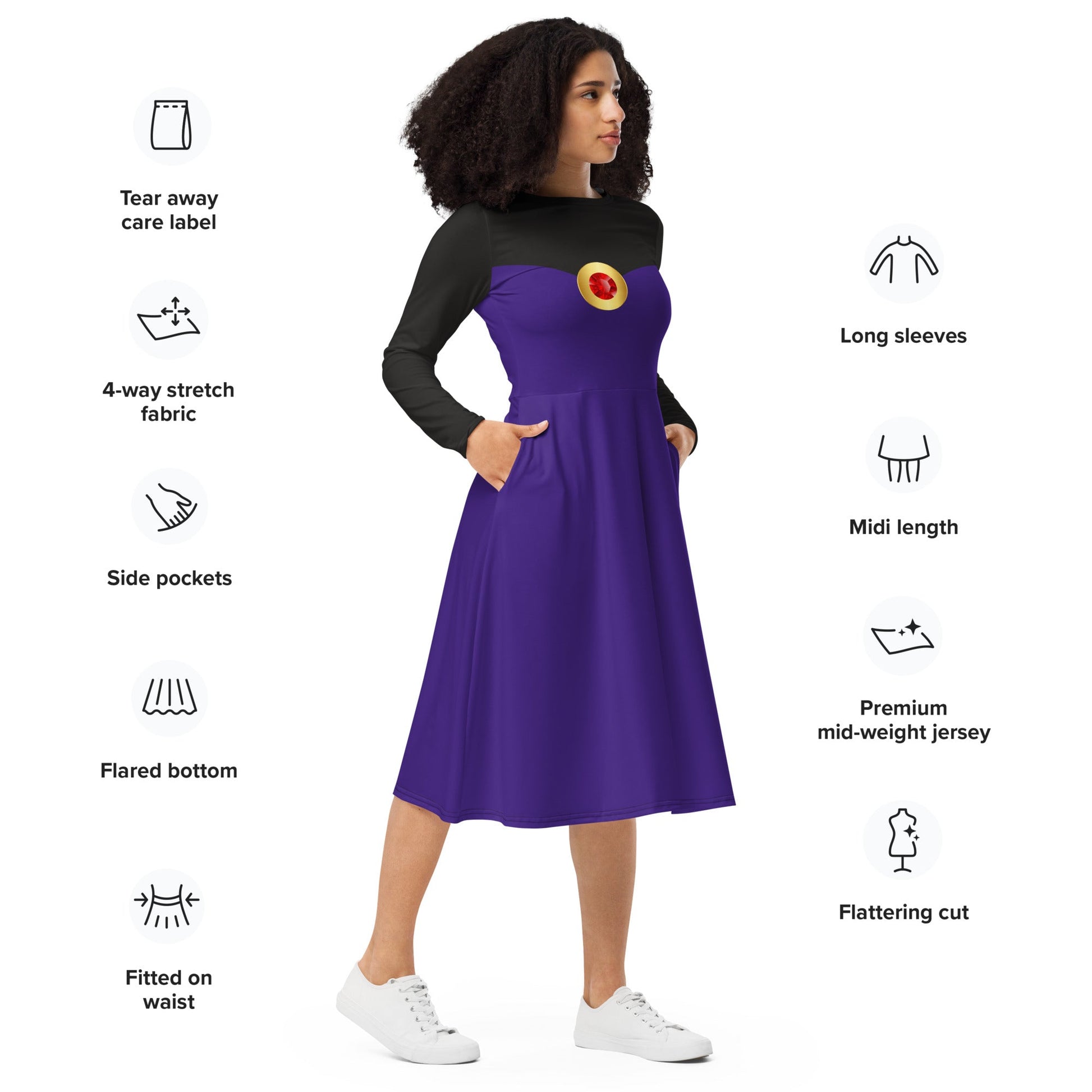 Evil Queen long sleeve midi dress cosplaydisney cosplaydisney costume#tag4##tag5##tag6#