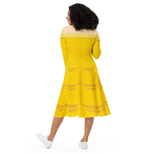 Gold Beauty long sleeve midi dress happiness is addictive#tag4##tag5##tag6#