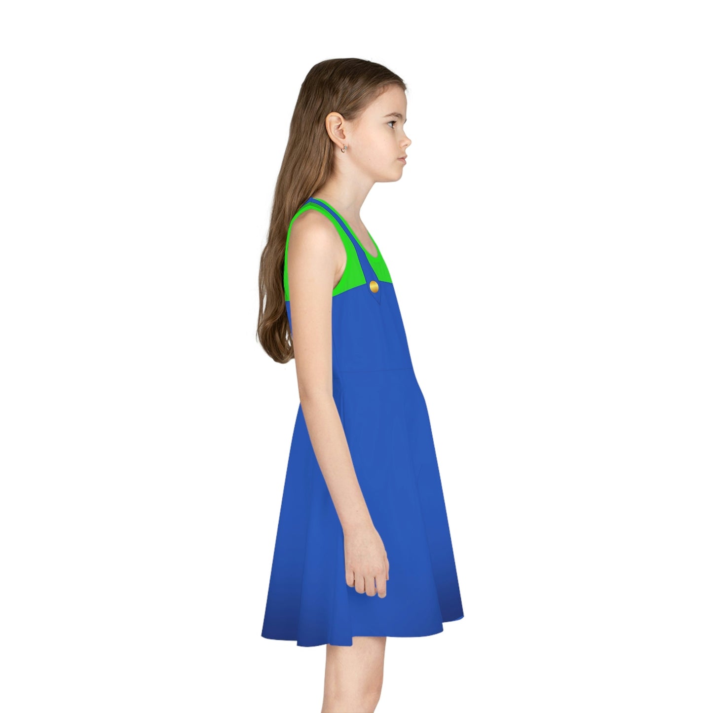 Green Video Game Guy Girls' Sleeveless Sundress All Over PrintAOPAOP Clothing#tag4##tag5##tag6#