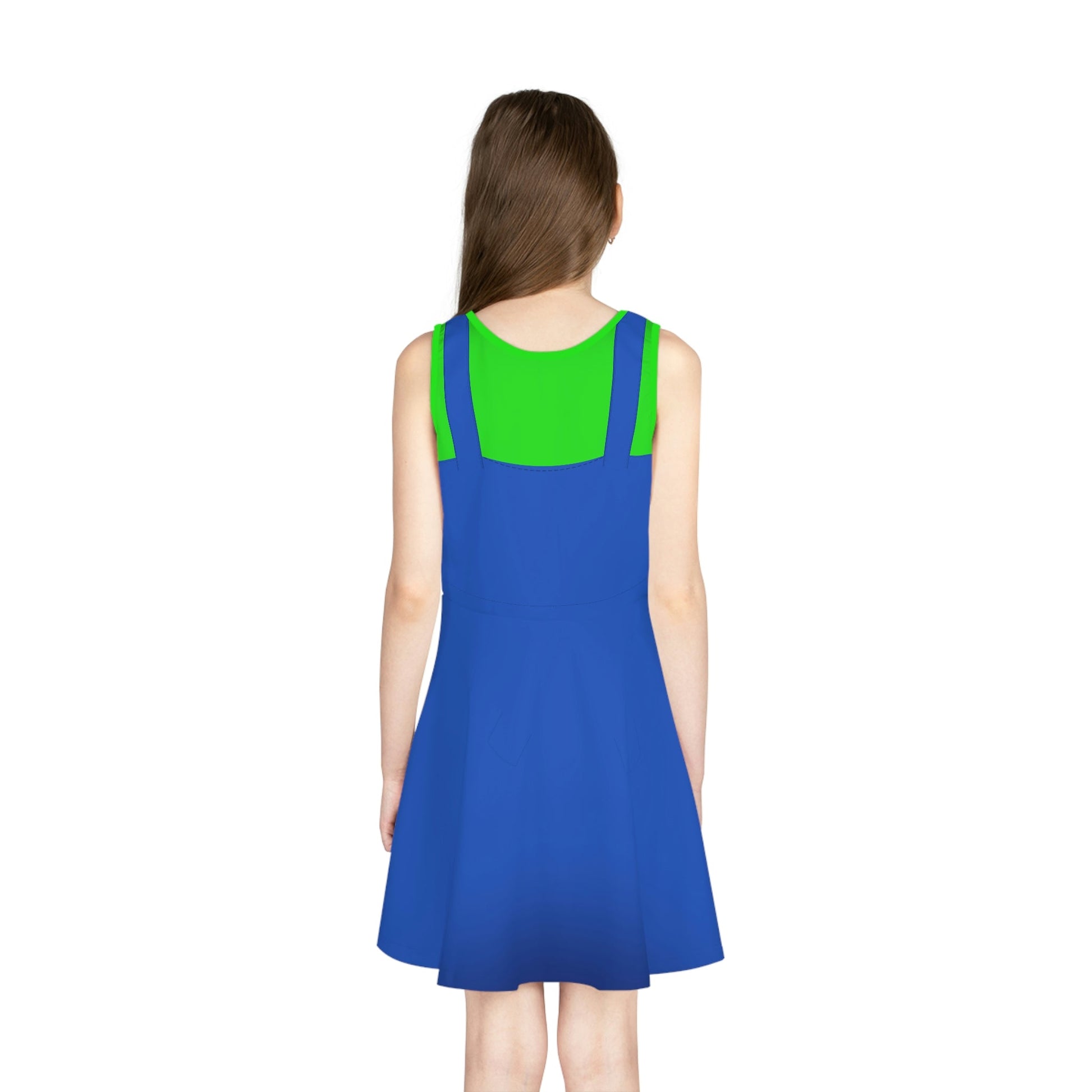 Green Video Game Guy Girls' Sleeveless Sundress All Over PrintAOPAOP Clothing#tag4##tag5##tag6#