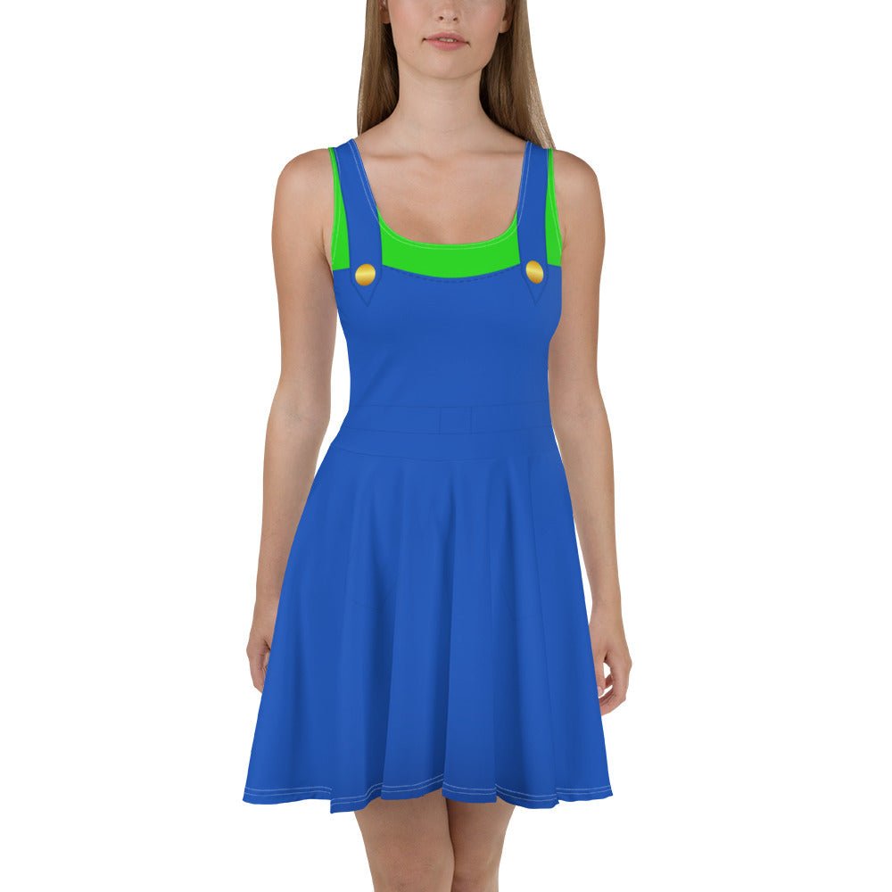 Green Video Game Man Skater Dress XS Green Video Game Man Skater Dress XS