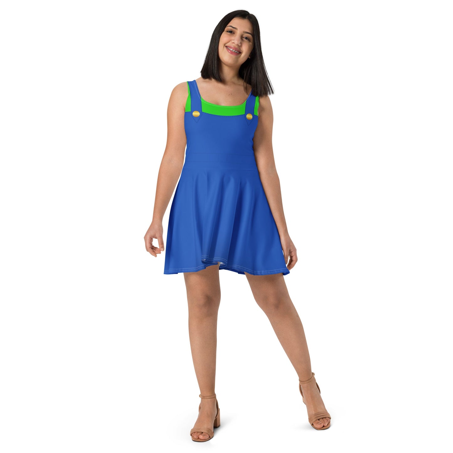 Green Video Game Man Skater Dress 80s nostalgia90s costumecosplay#tag4##tag5##tag6#