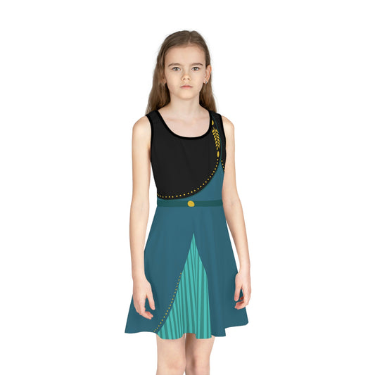 It's Good to be Queen Girls' Sleeveless Sundress All Over Printanna frozen 1anna frozen 2#tag4##tag5##tag6#