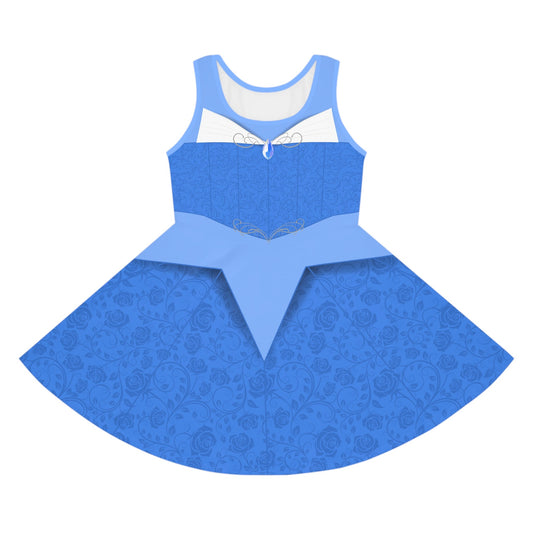 Make it Blue Sleeping Princess Girls' Sleeveless Sundress All Over PrintAOPAOP Clothing#tag4##tag5##tag6#
