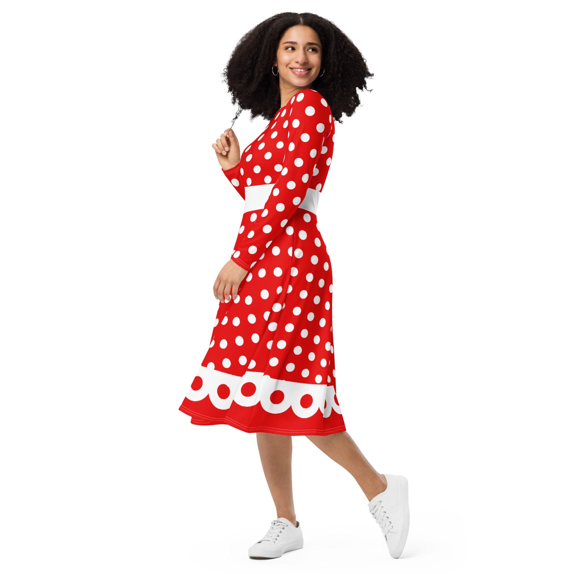Mrs. Mouse long sleeve midi dress adult disneyadult disney dressadult minnie costume#tag4##tag5##tag6#