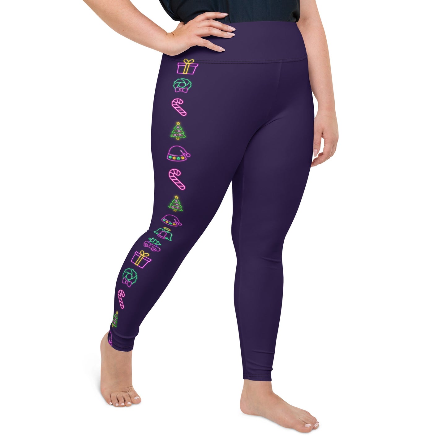 Neon Christmas Plus Size Leggings christmas clothingchristmas eve clothesAdult LeggingsLittle Lady Shay Boutique