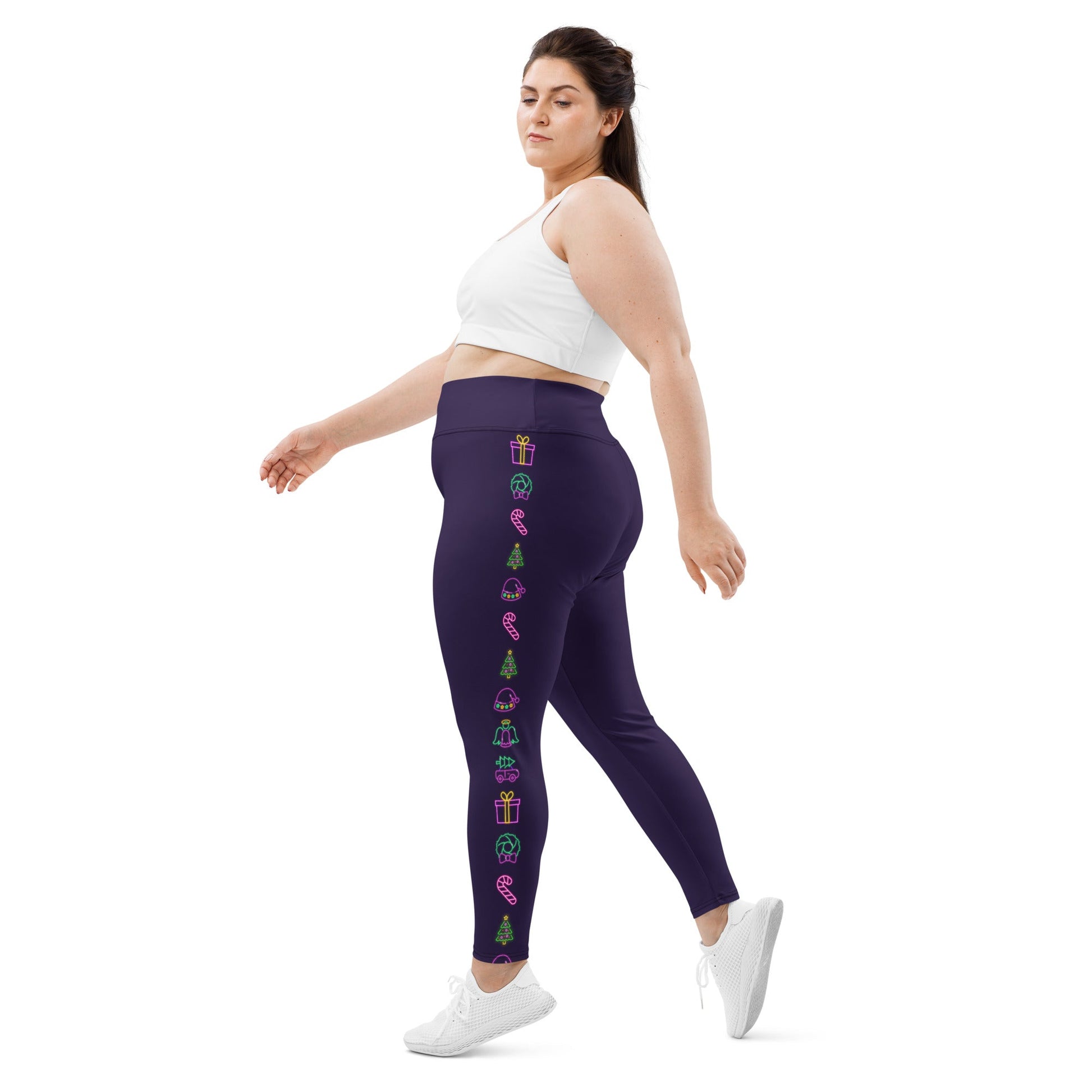 Neon Christmas Plus Size Leggings christmas clothingchristmas eve clothesAdult LeggingsLittle Lady Shay Boutique