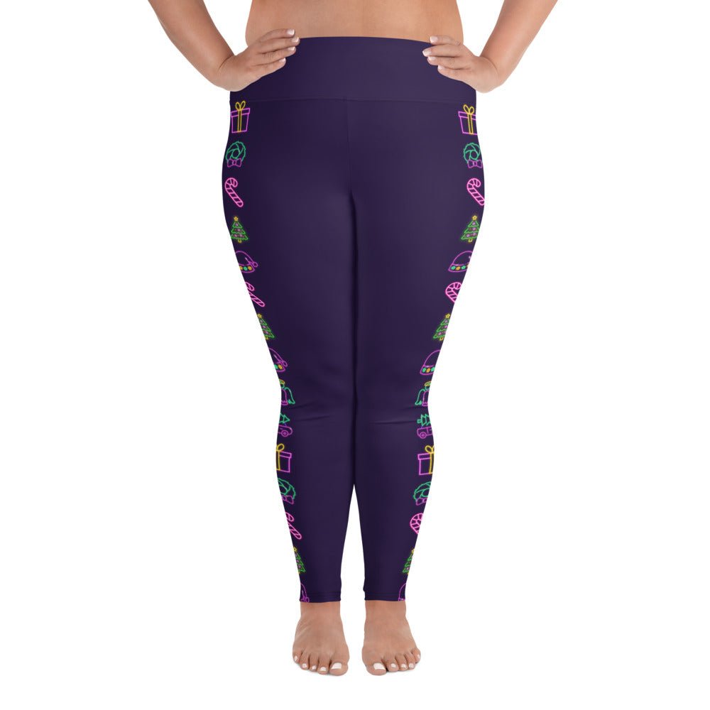 Neon Christmas Plus Size Leggings christmas clothingchristmas eve clothesAdult LeggingsLittle Lady Shay Boutique
