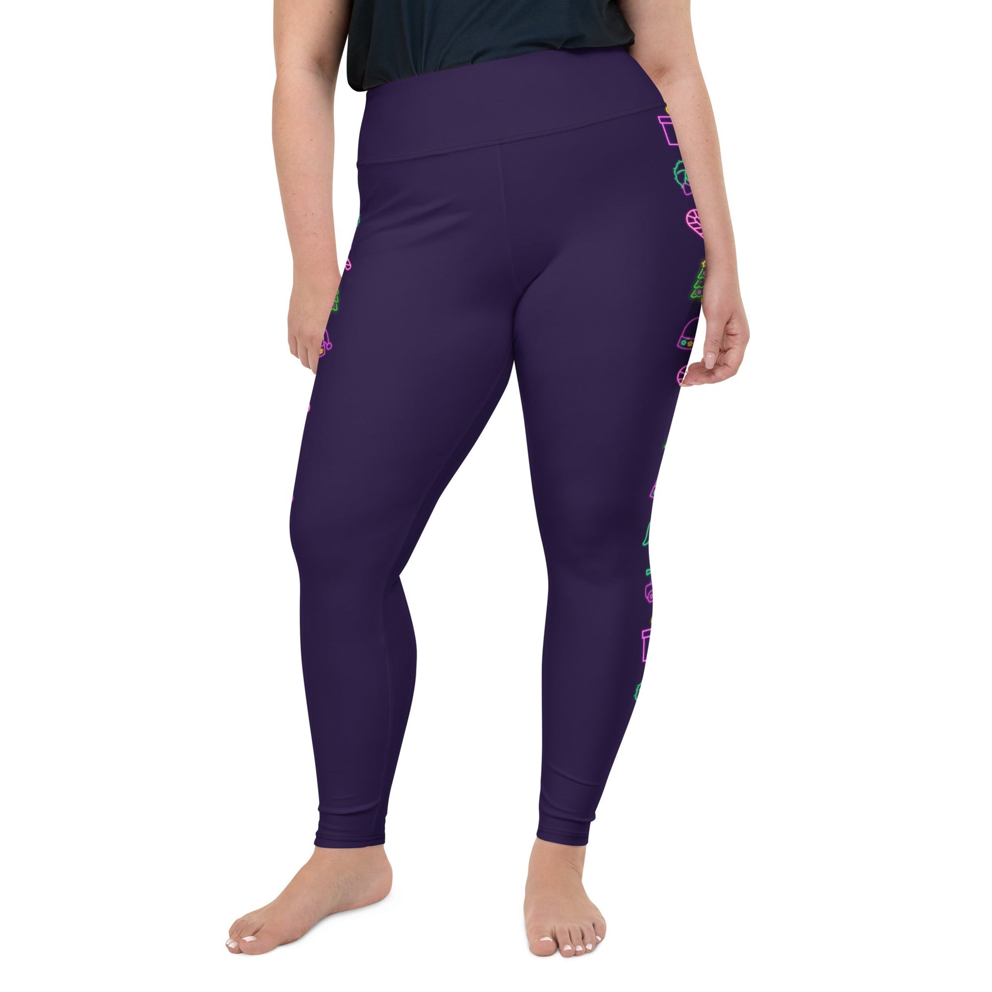 Neon Christmas Plus Size Leggings christmas clothingchristmas eve clothesAdult LeggingsLittle Lady Shay Boutique