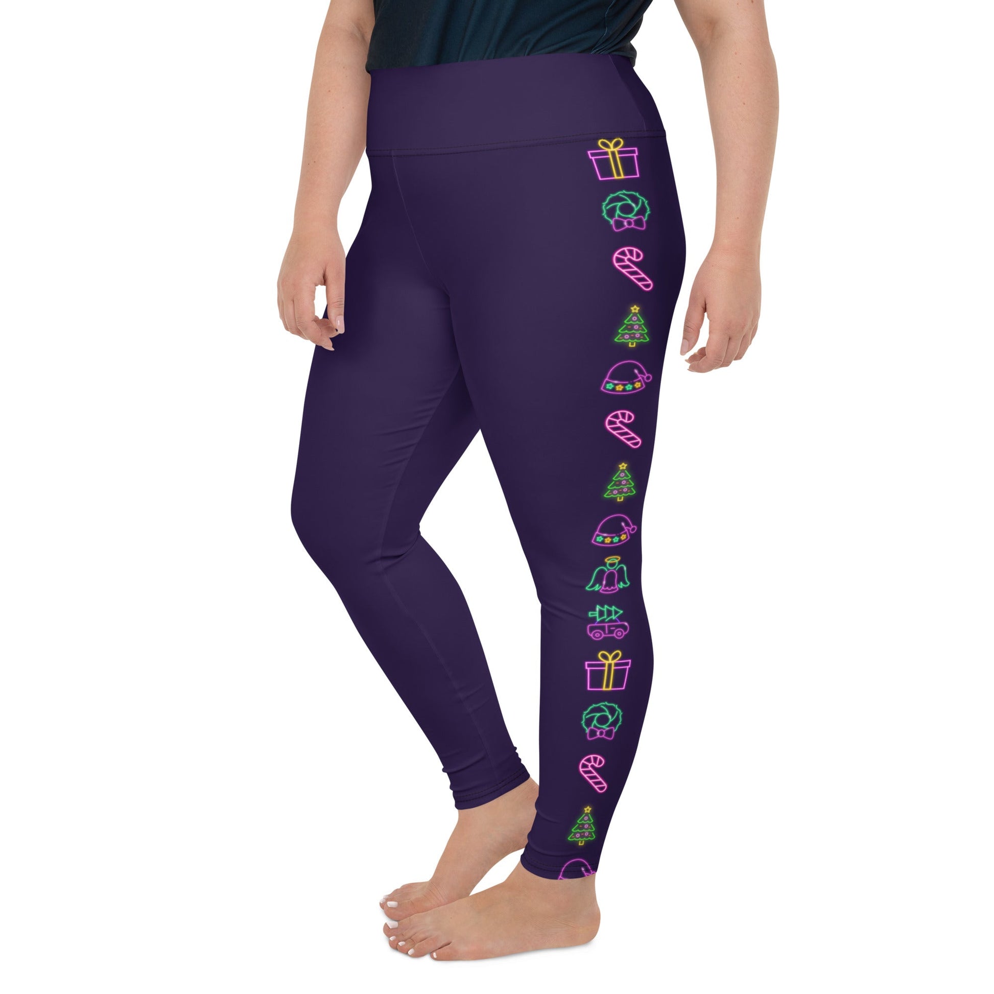 Neon Christmas Plus Size Leggings christmas clothingchristmas eve clothesAdult LeggingsLittle Lady Shay Boutique