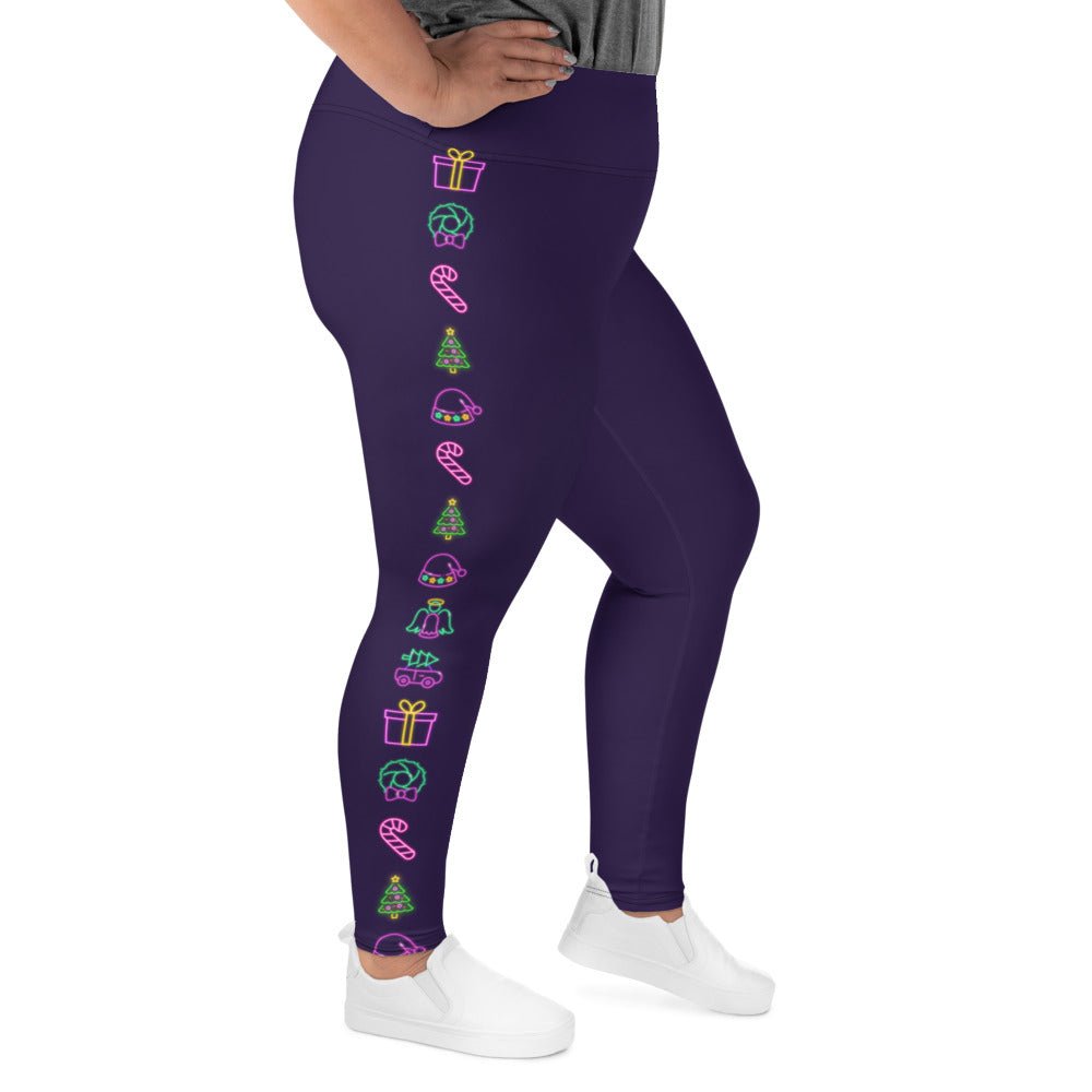 Neon Christmas Plus Size Leggings christmas clothingchristmas eve clothesAdult LeggingsLittle Lady Shay Boutique