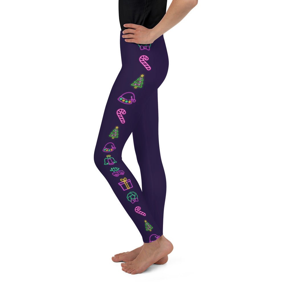 Neon Christmas Youth Leggings christmas clothingchristmas eve clothesKids leggingsLittle Lady Shay Boutique