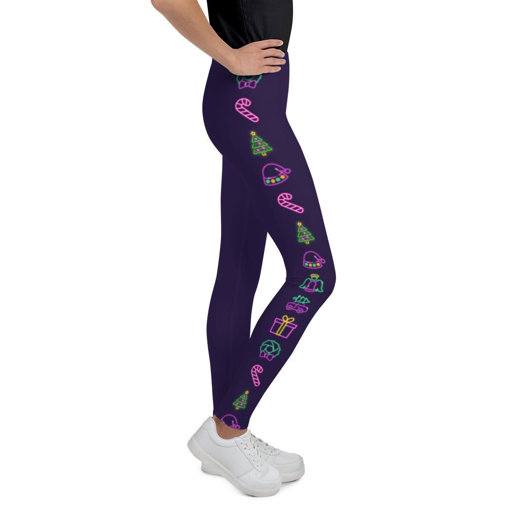 Neon Christmas Youth Leggings christmas clothingchristmas eve clothesKids leggingsLittle Lady Shay Boutique