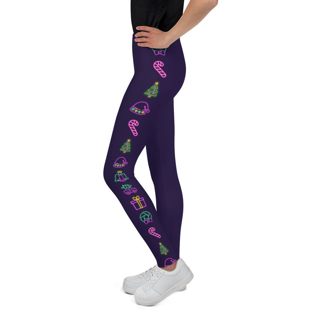 Neon Christmas Youth Leggings christmas clothingchristmas eve clothesKids leggingsLittle Lady Shay Boutique
