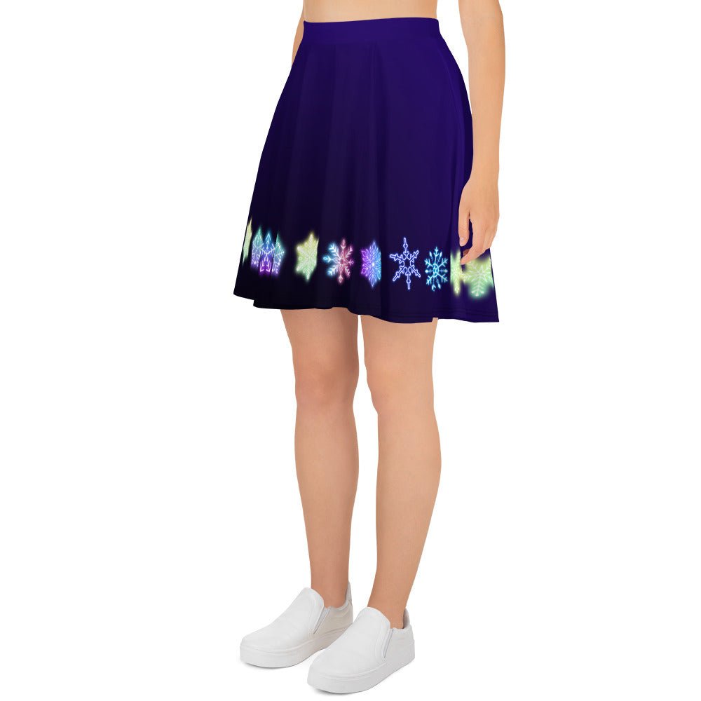 Neon Snowflakes Skater Skirt christmas clothingchristmas eve clothesSkater SkirtLittle Lady Shay Boutique