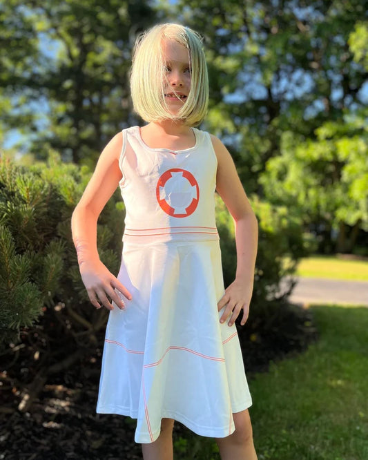 Orange Droid Girls' Sleeveless Sundress (AOP) All Over PrintAOPAOP Clothing#tag4##tag5##tag6#