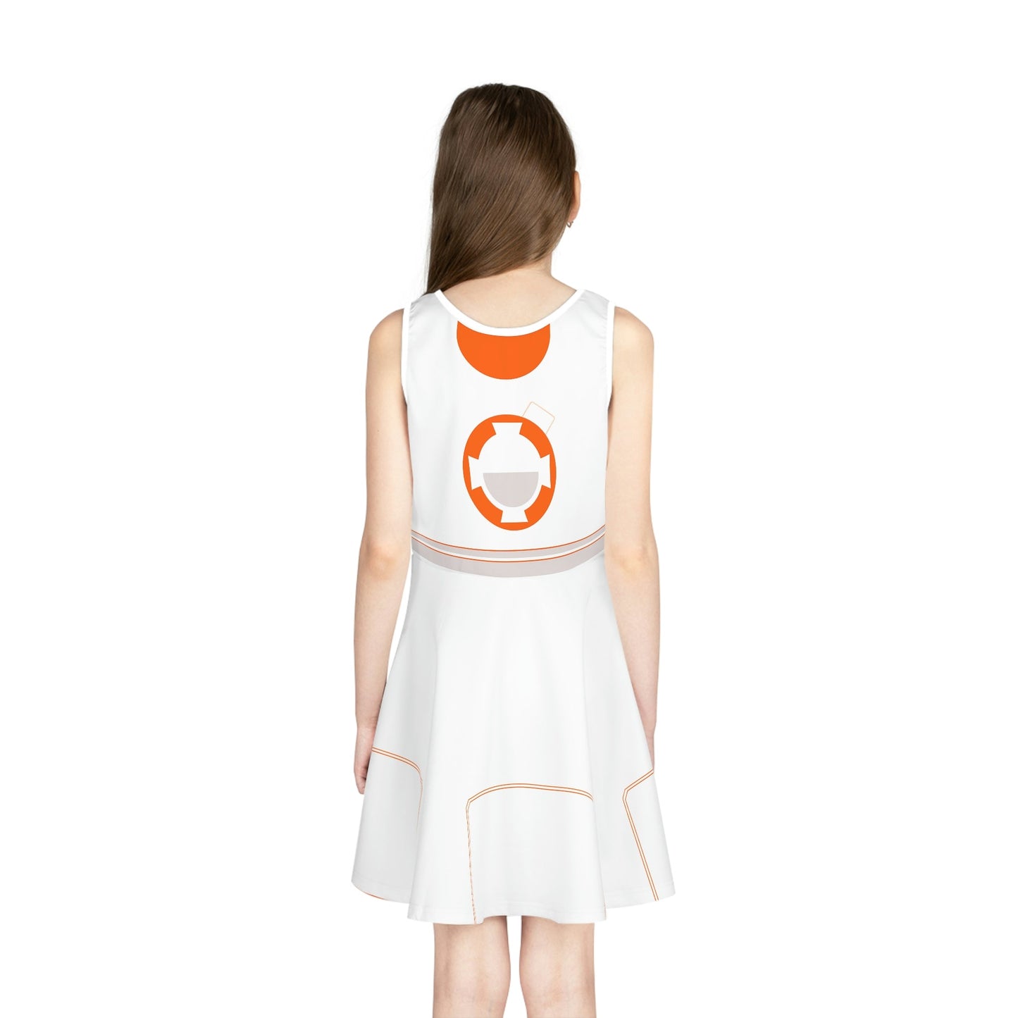 Orange Droid Girls' Sleeveless Sundress (AOP) All Over PrintAOPAOP Clothing#tag4##tag5##tag6#