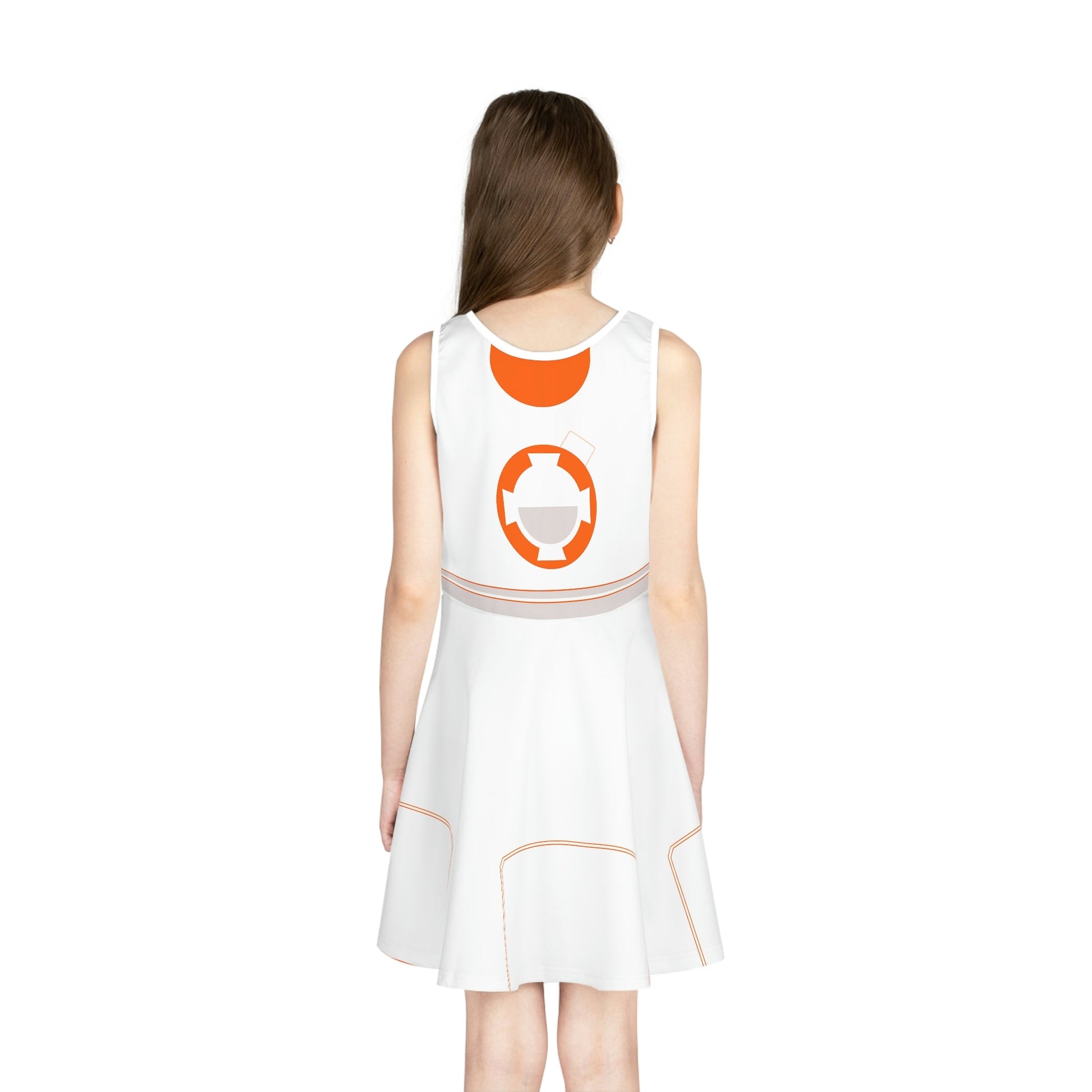 Orange Droid Girls' Sleeveless Sundress (AOP) All Over PrintAOPAOP Clothing#tag4##tag5##tag6#