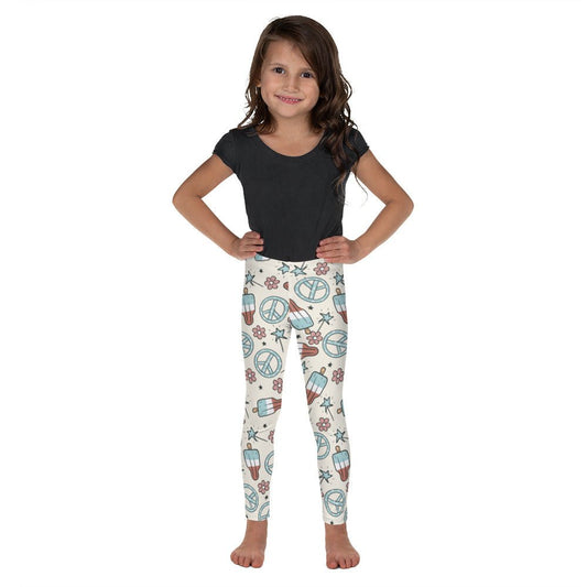 Patriotic Peace Pops Kid's Leggings happiness is addictive#tag4##tag5##tag6#