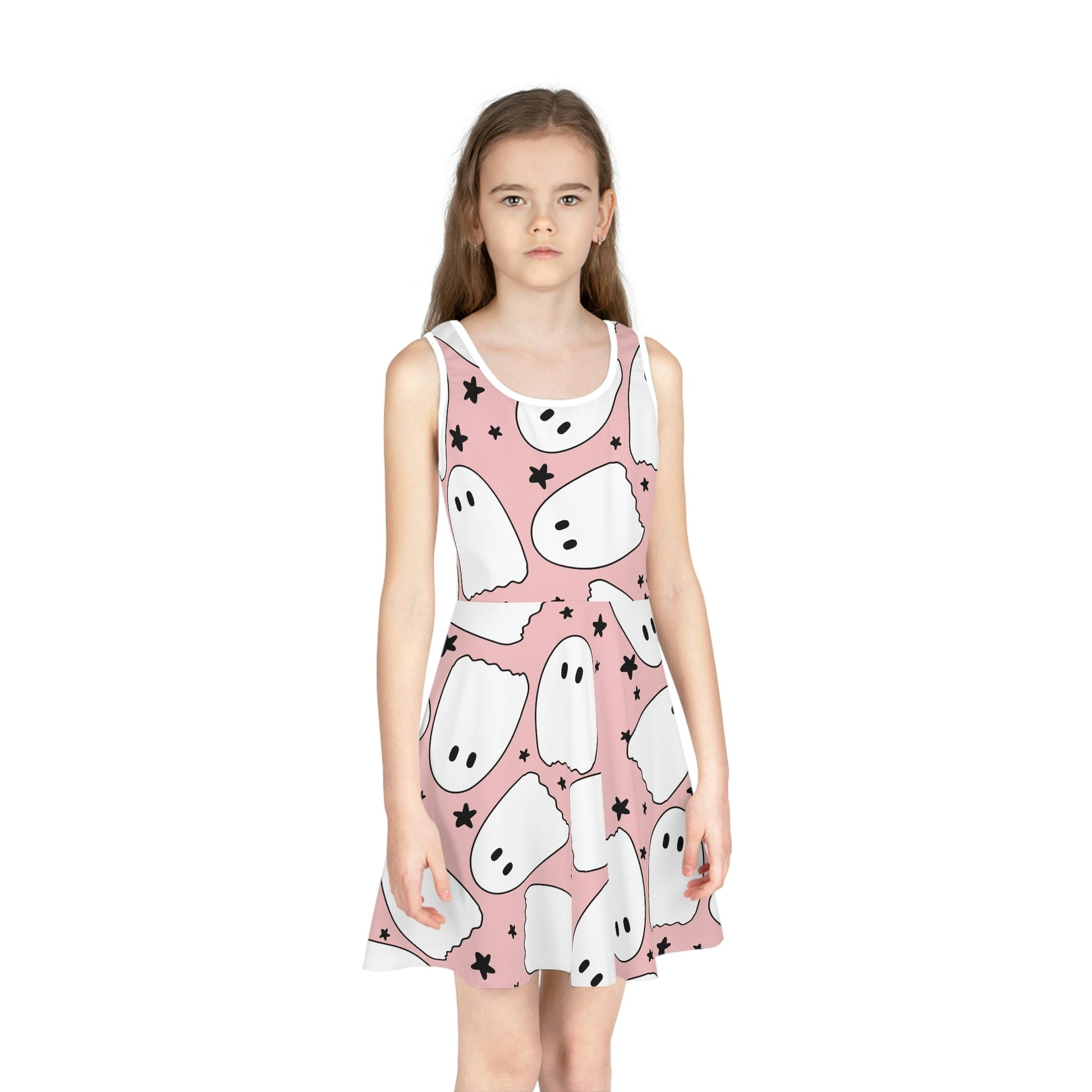 Pink Boos Halloween Girls' Sleeveless Sundress All Over PrintAOPAOP Clothing#tag4##tag5##tag6#