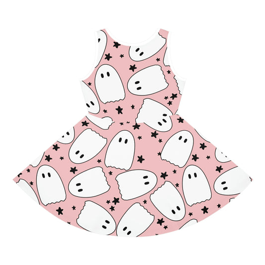 Pink Boos Halloween Girls' Sleeveless Sundress All Over PrintAOPAOP Clothing#tag4##tag5##tag6#