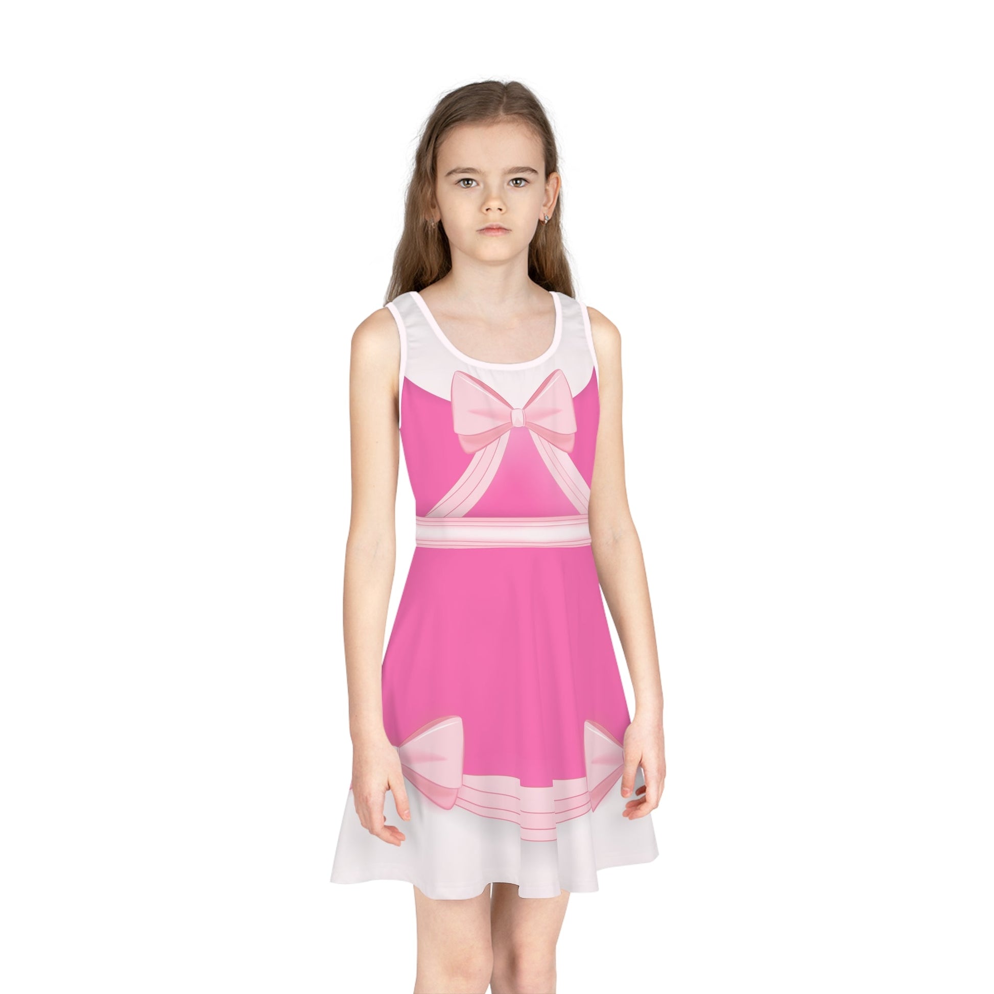 Pink Cindy Girls' Sleeveless Sundress All Over PrintAOPkids dressWrong Lever Clothing