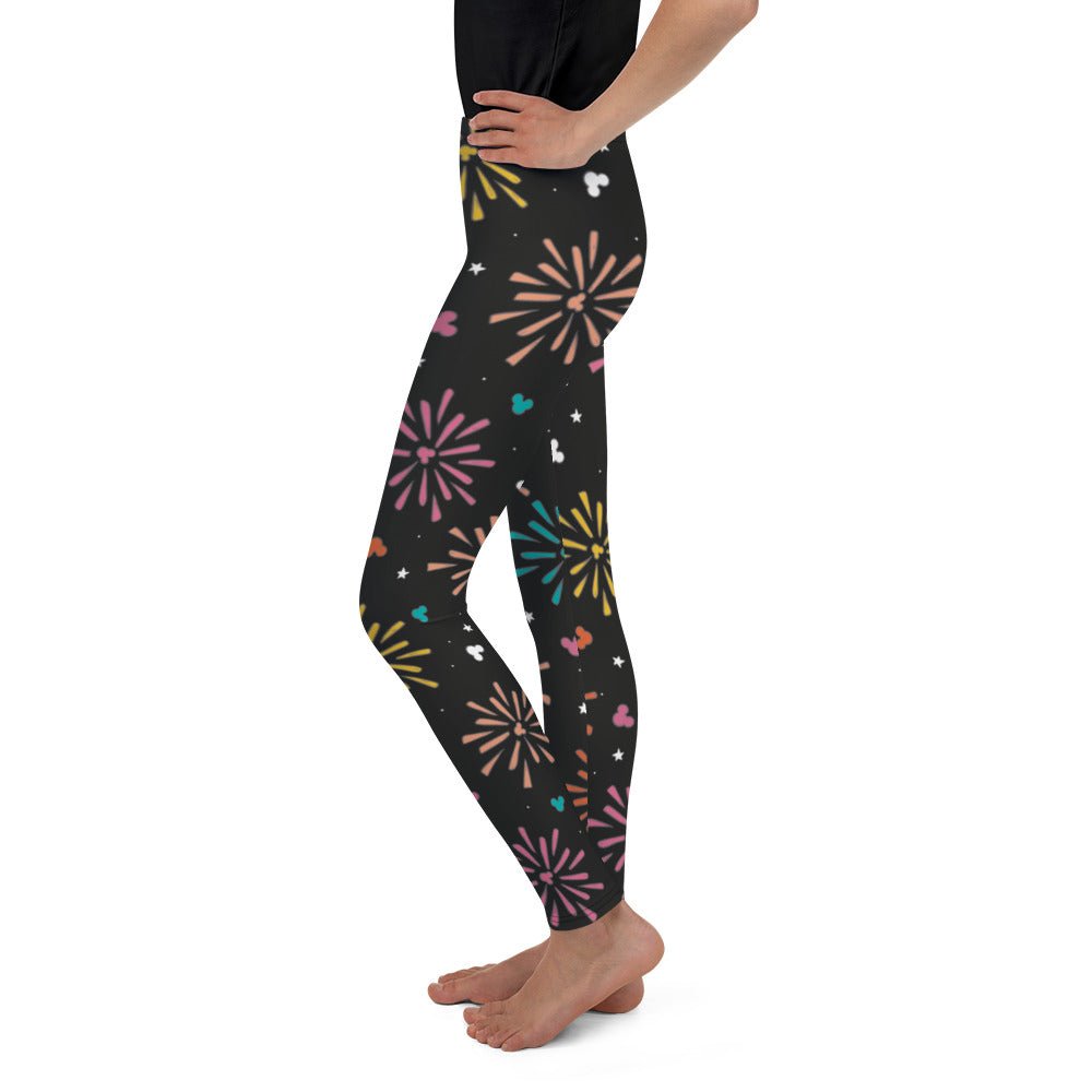 Rainbow Fireworks Mouse Youth Leggings athletic clothingdisney girlWrong Lever Clothing