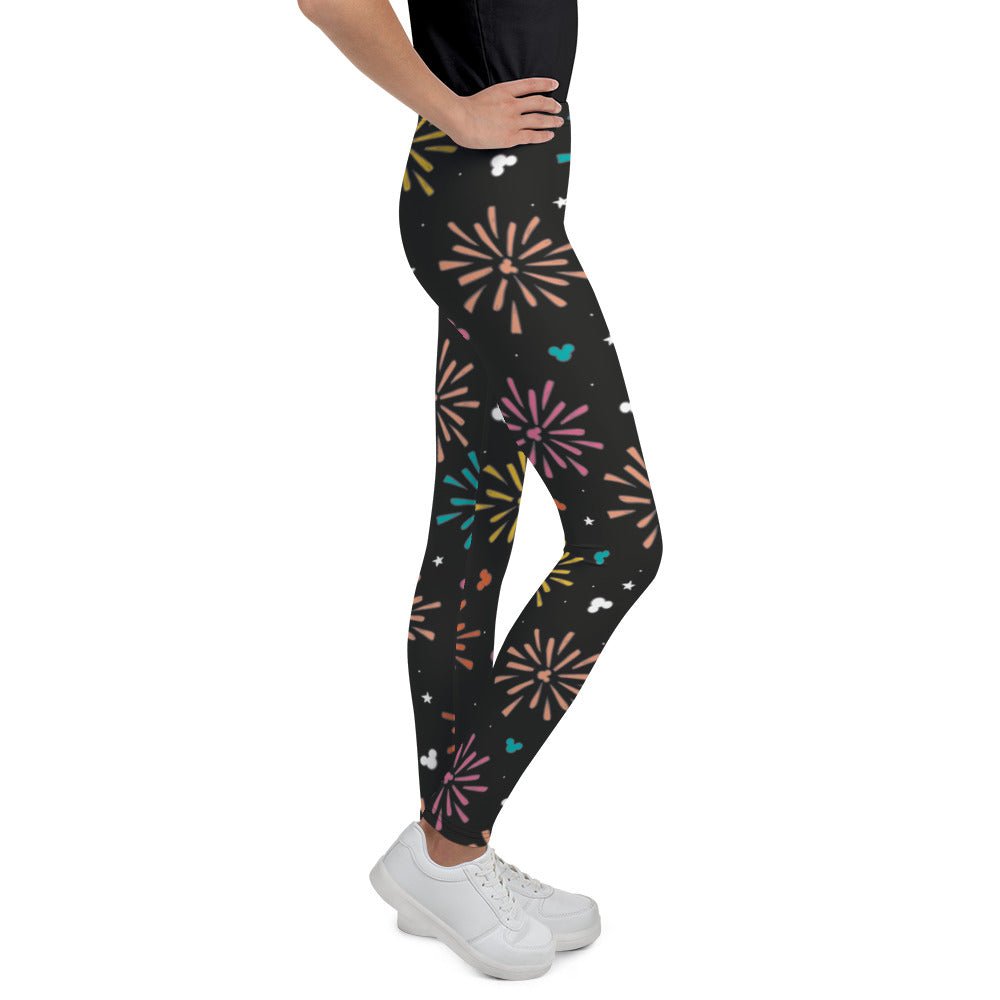 Rainbow Fireworks Mouse Youth Leggings athletic clothingdisney girlWrong Lever Clothing