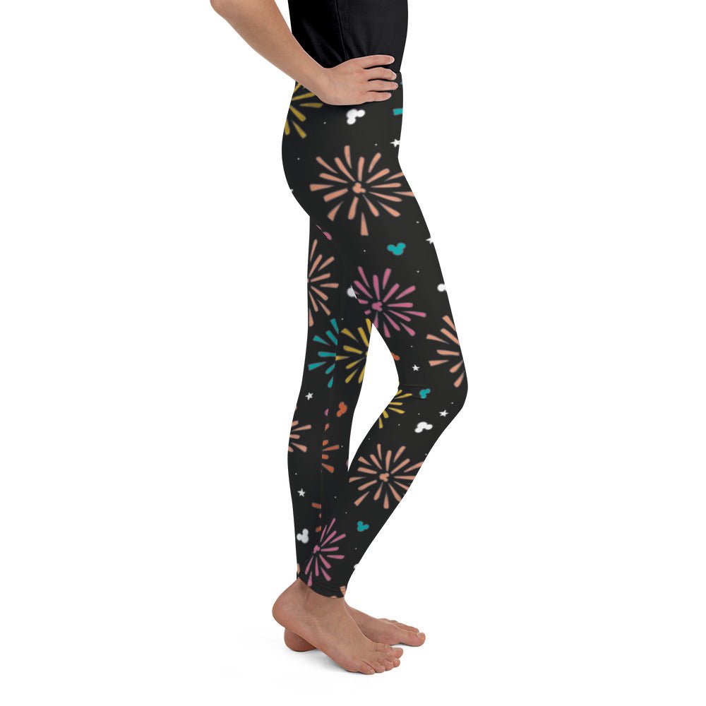 Rainbow Fireworks Mouse Youth Leggings athletic clothingdisney girlWrong Lever Clothing